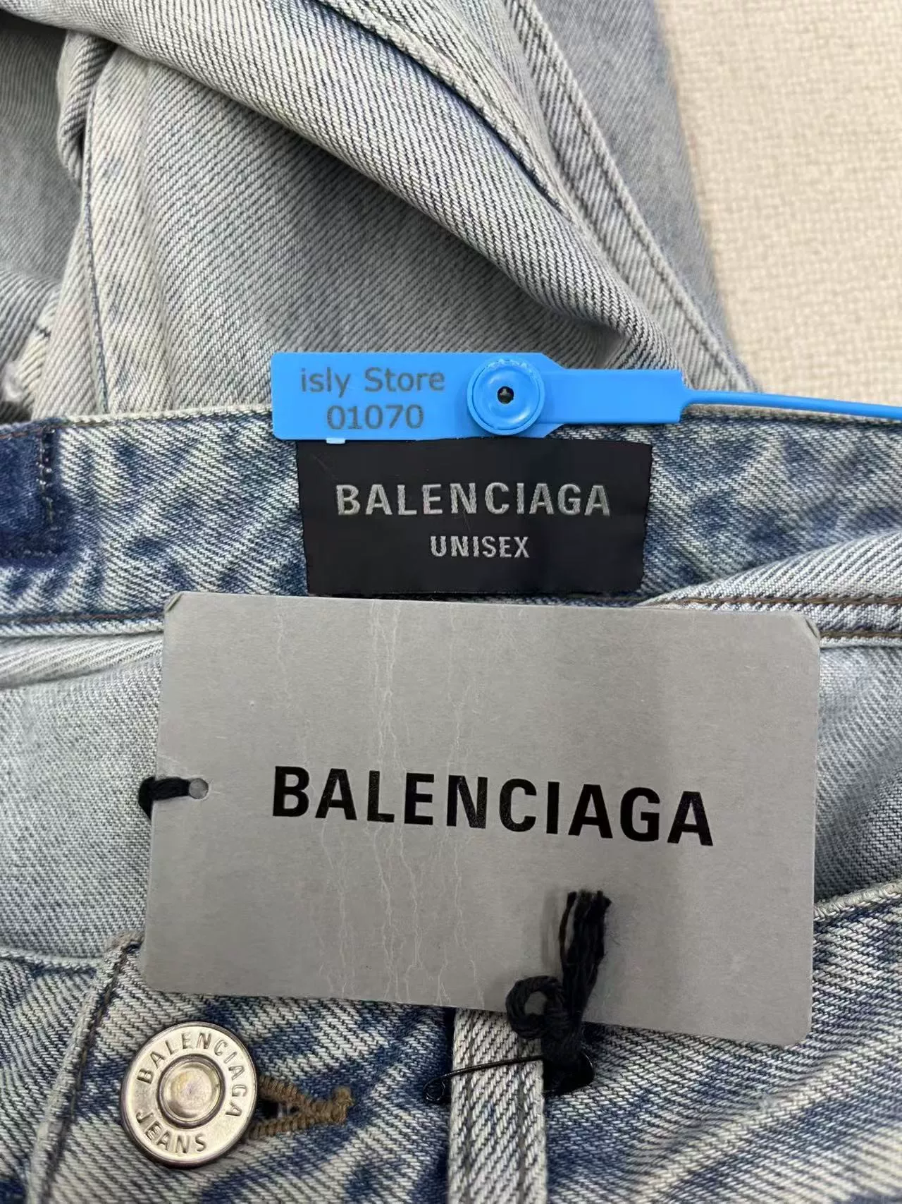 Balenciaga Men's Distressed Straight-Leg Jeans — back