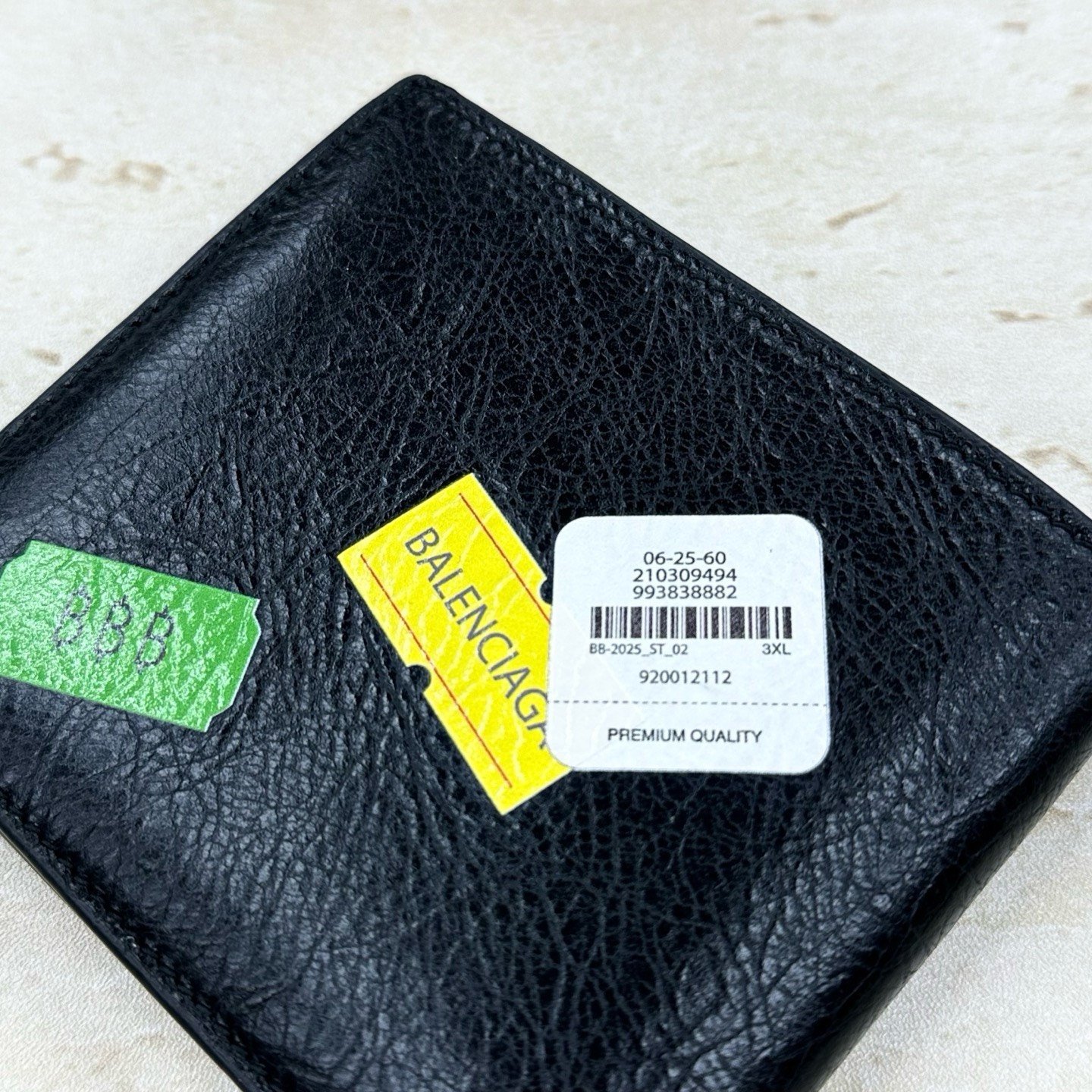 Balenciaga Arena Printed Sticker Lambskin Wallet — label