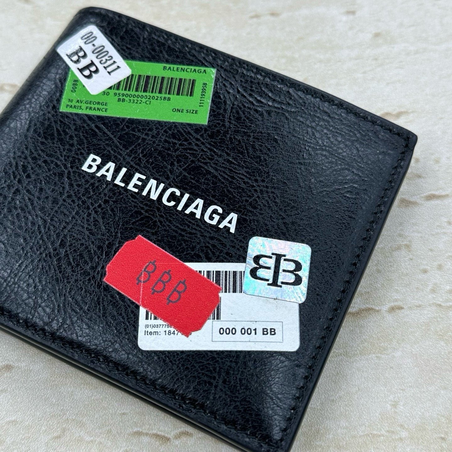 Balenciaga Arena Printed Sticker Lambskin Wallet — back