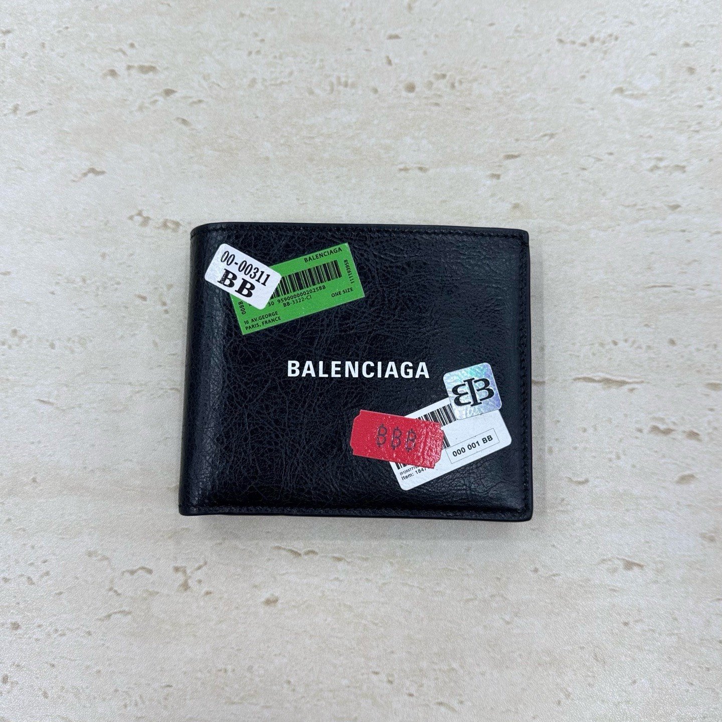 Balenciaga Arena Printed Sticker Lambskin Wallet