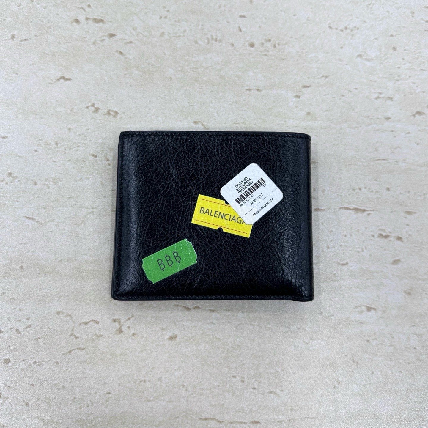 Balenciaga Arena Printed Sticker Lambskin Wallet — front