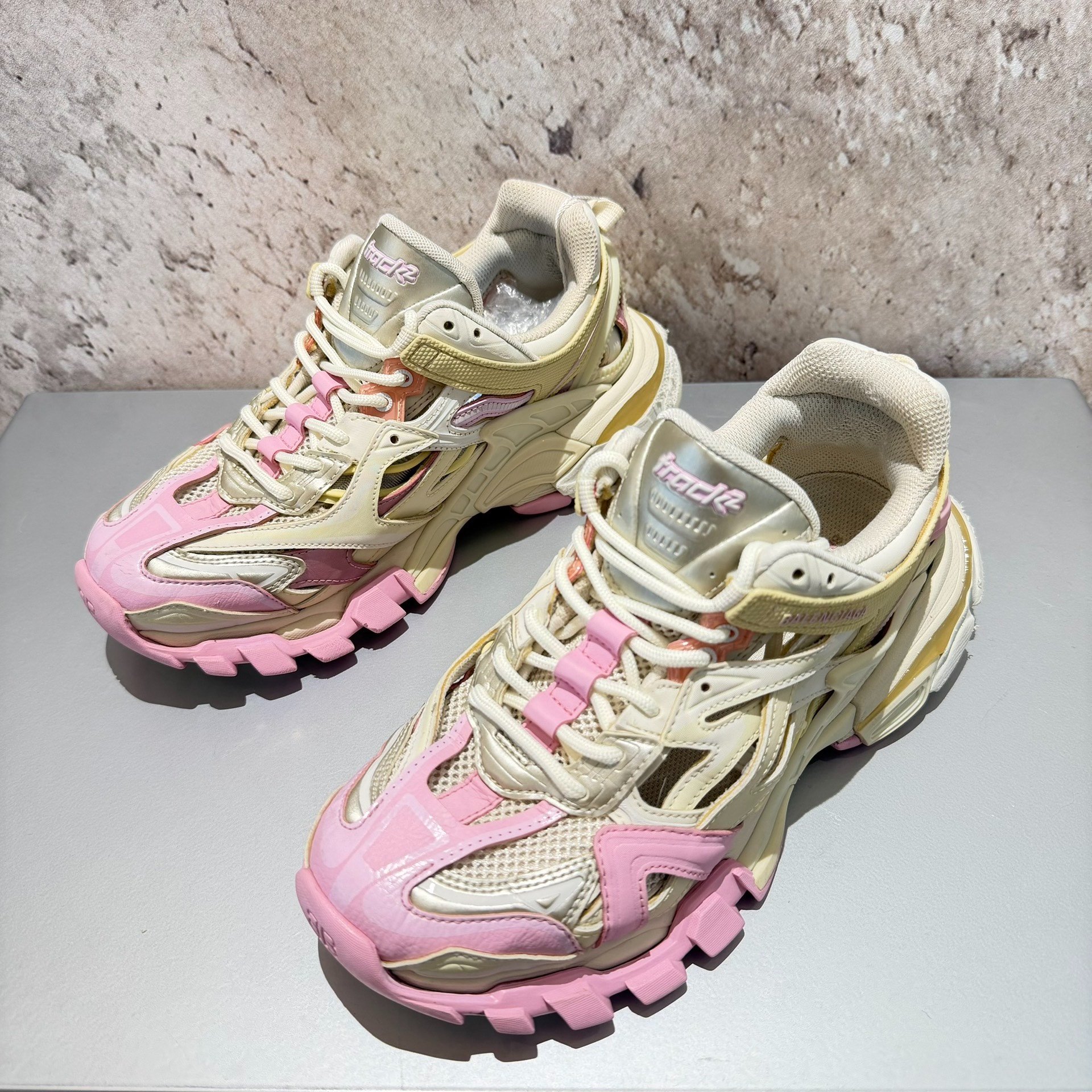 Balenciaga Track2.0 Pink Beige Dad Shoes