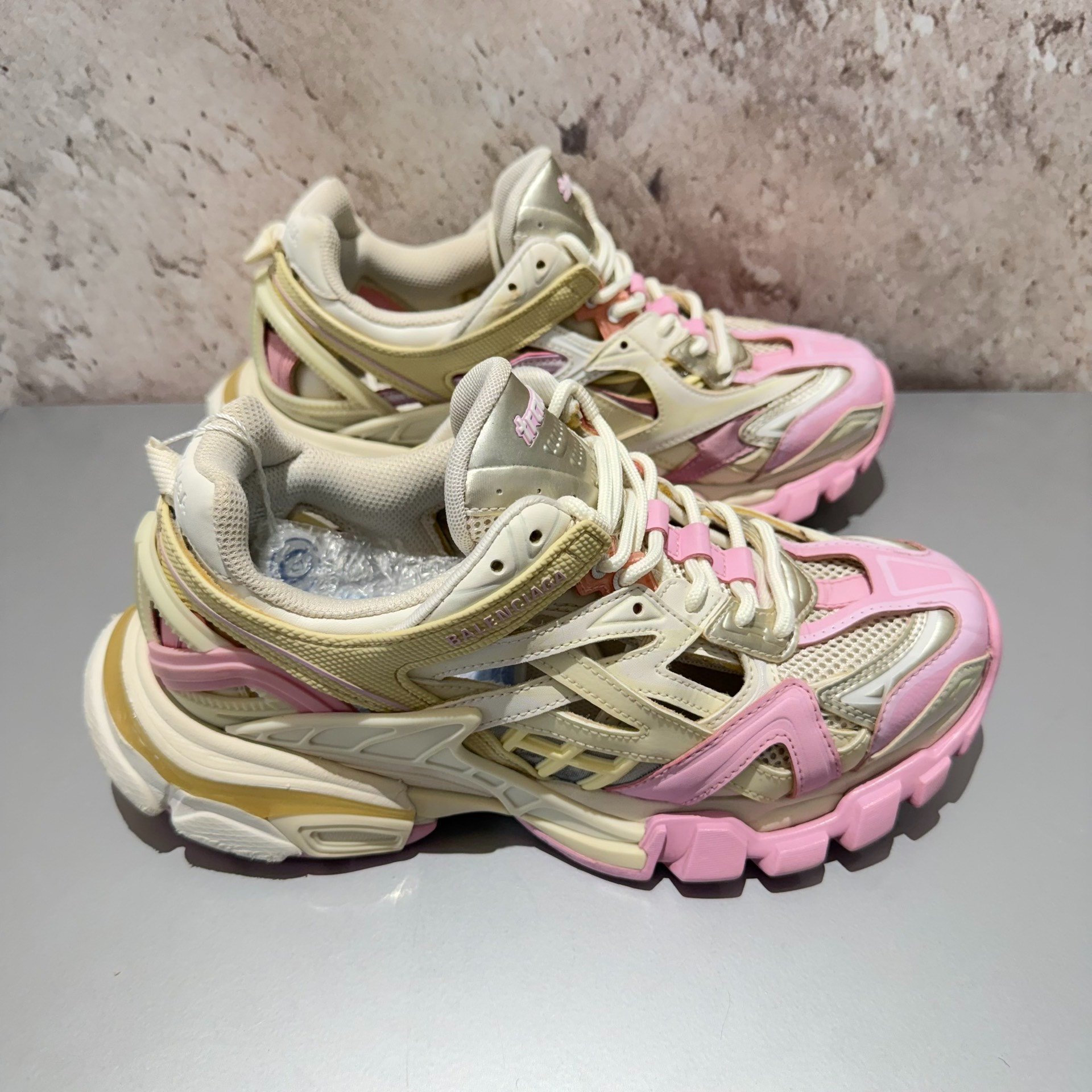 Balenciaga Track2.0 Pink Beige Dad Shoes — back