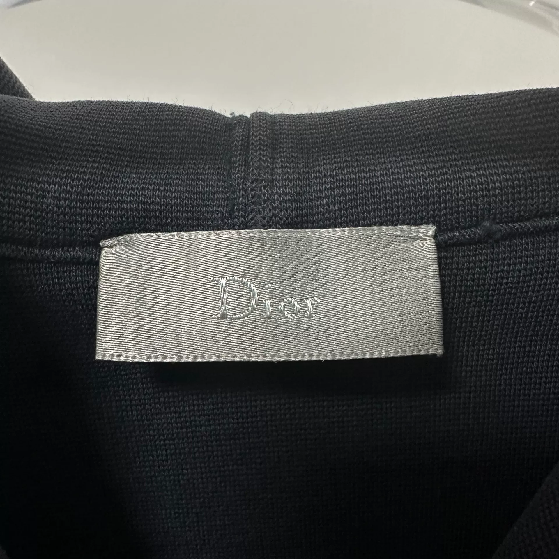 Dior Black Distressed Small Bee Zip Hoodie — detail