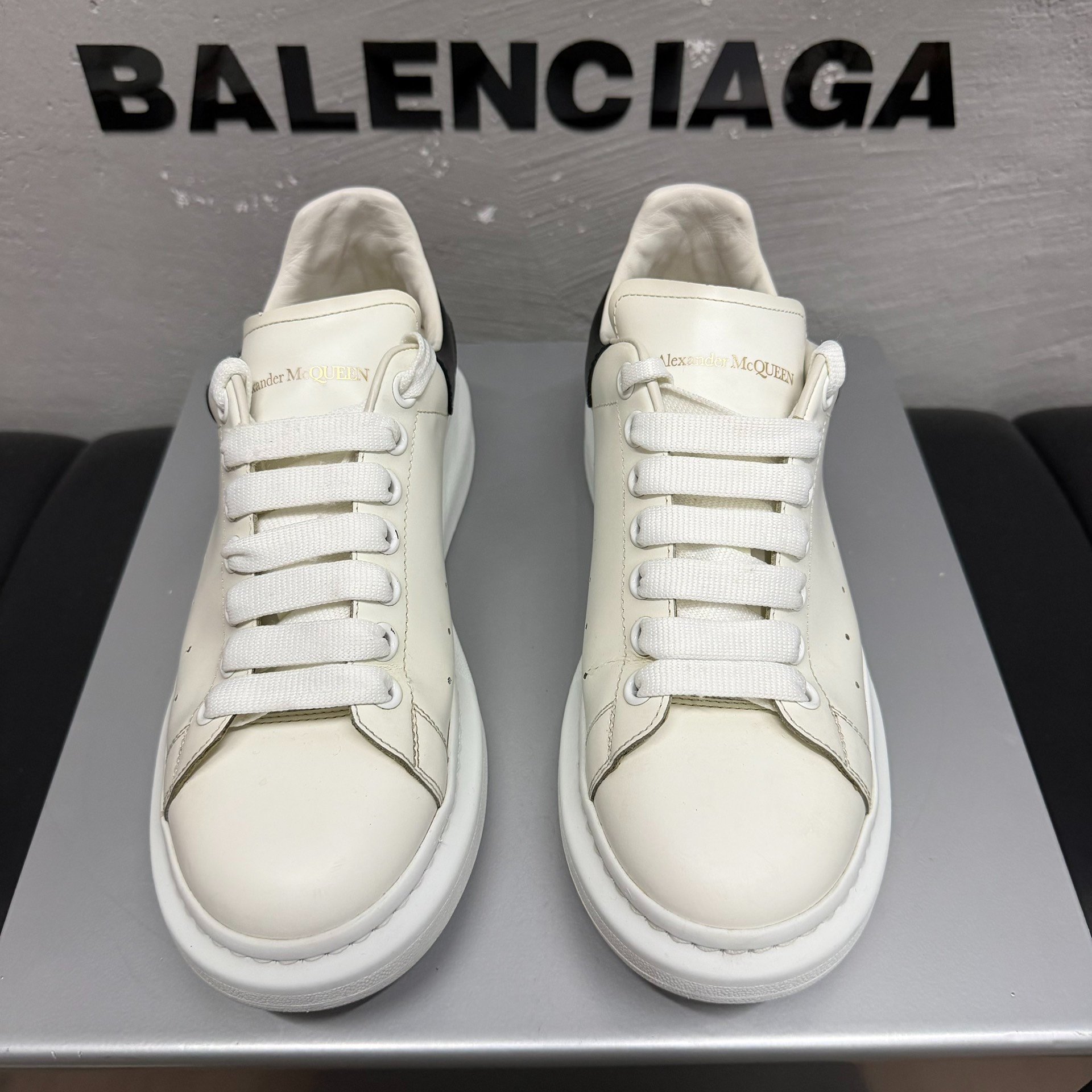 Balenciaga x McQueen White Black Sneakers — front