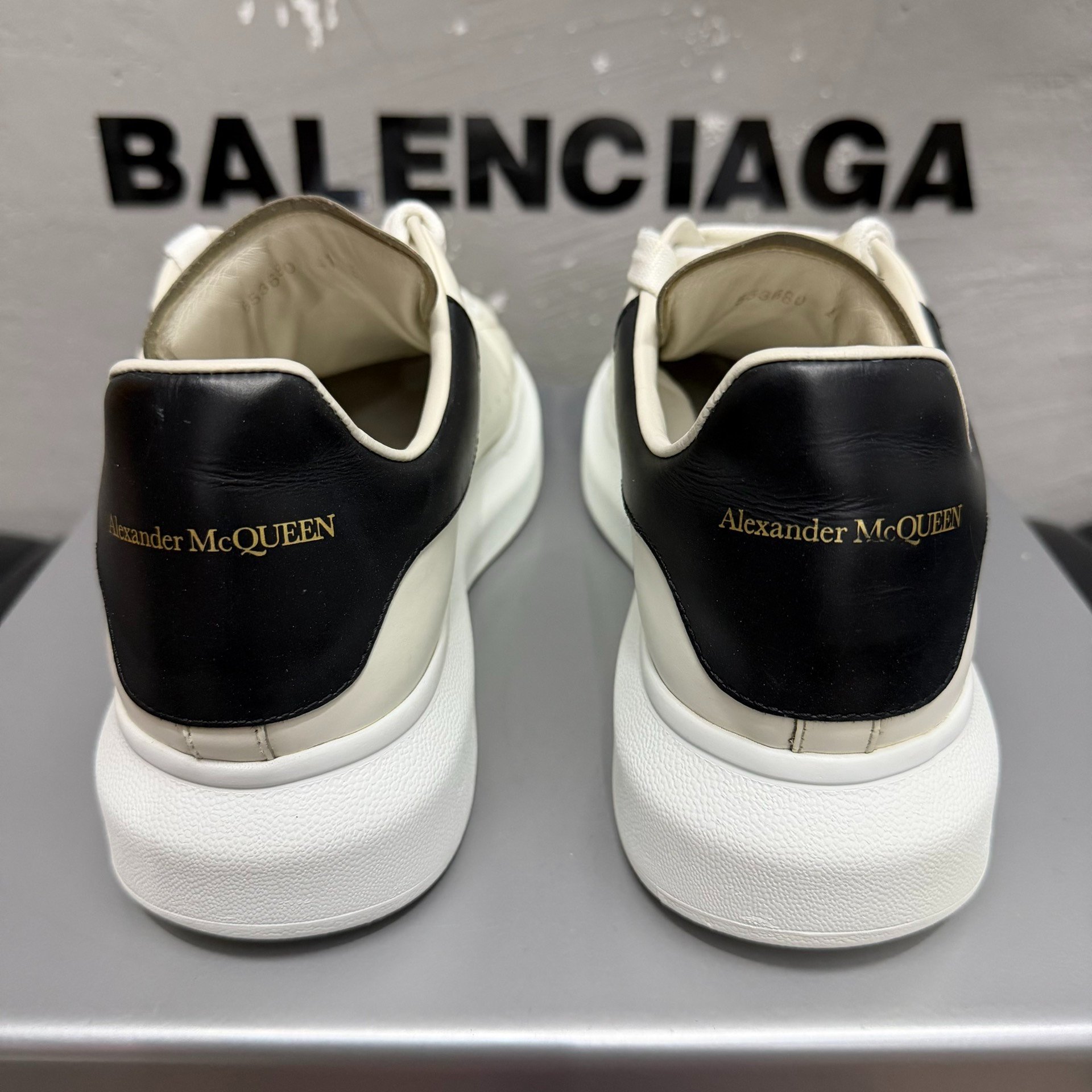 Balenciaga x McQueen White Black Sneakers — label