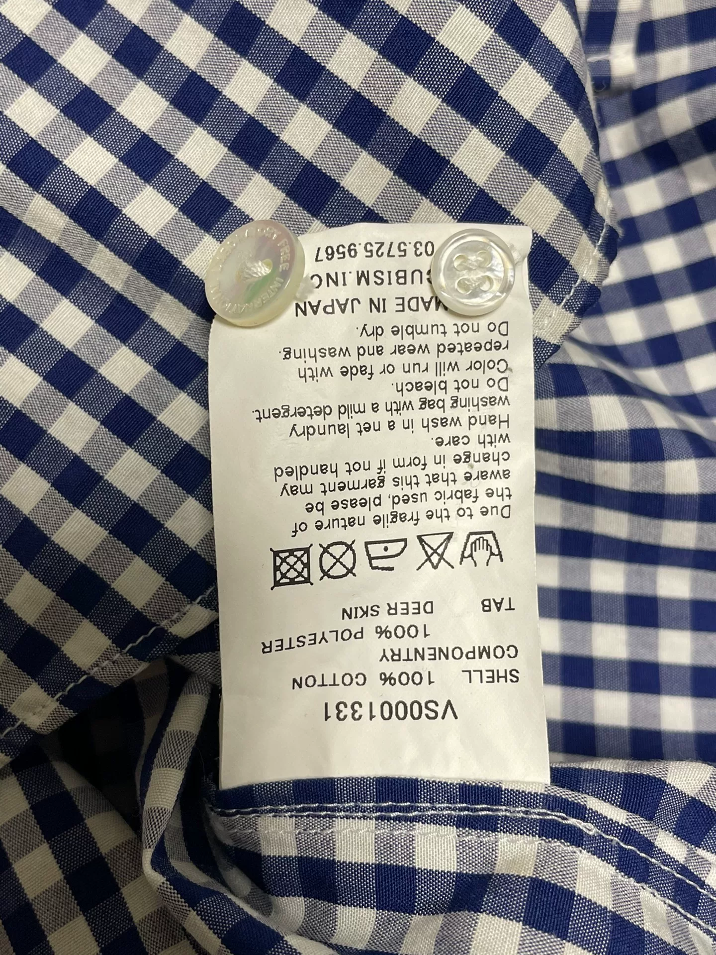 Visvim Juneau Weld Check Shirt — label
