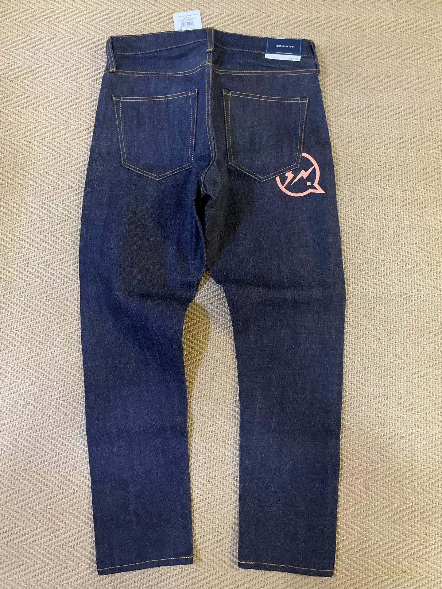 Denim by Vanquish & Fragment Orange Flash Unwashed Raw Jeans