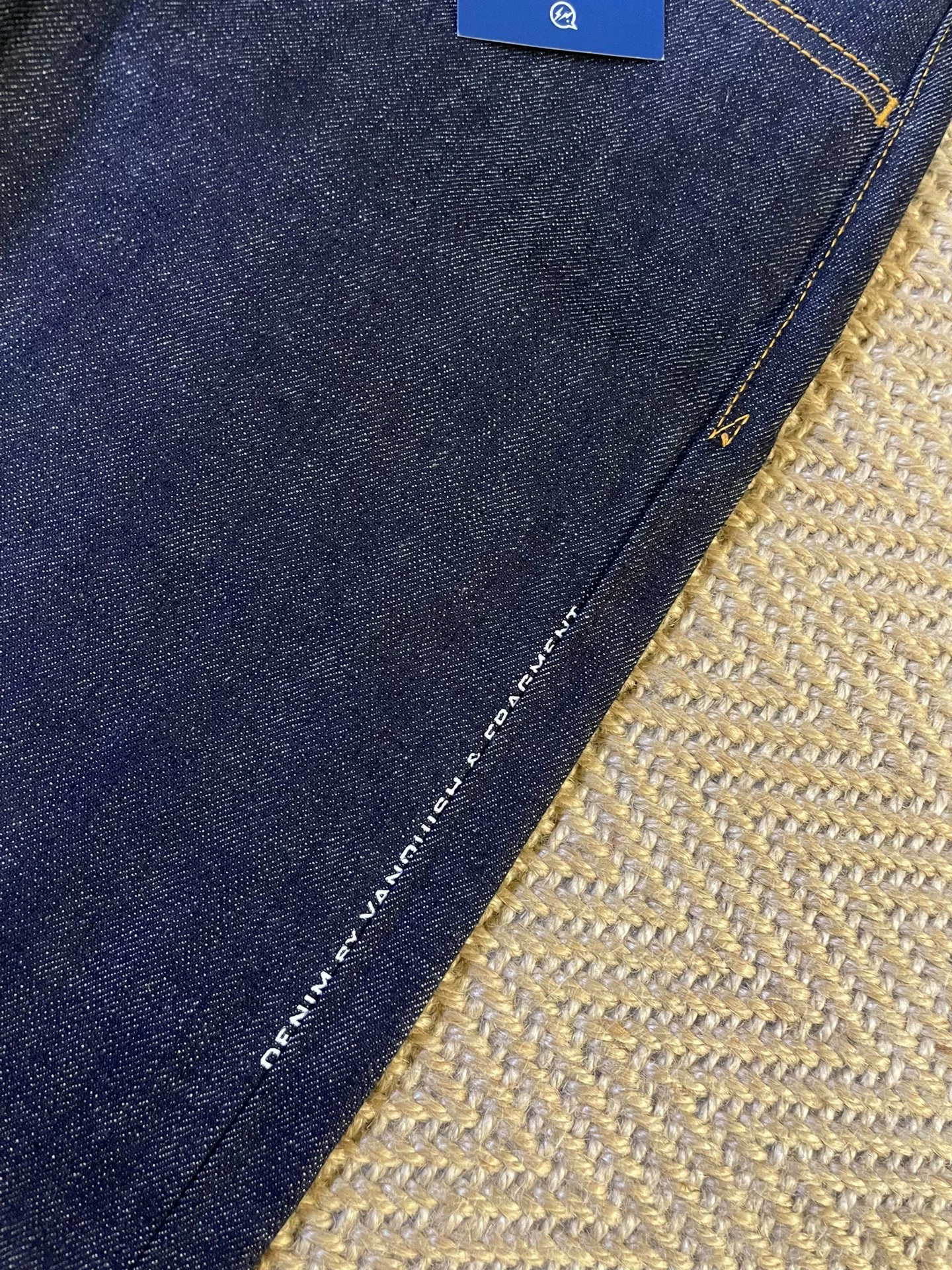 Denim by Vanquish & Fragment Orange Flash Unwashed Raw Jeans — detail