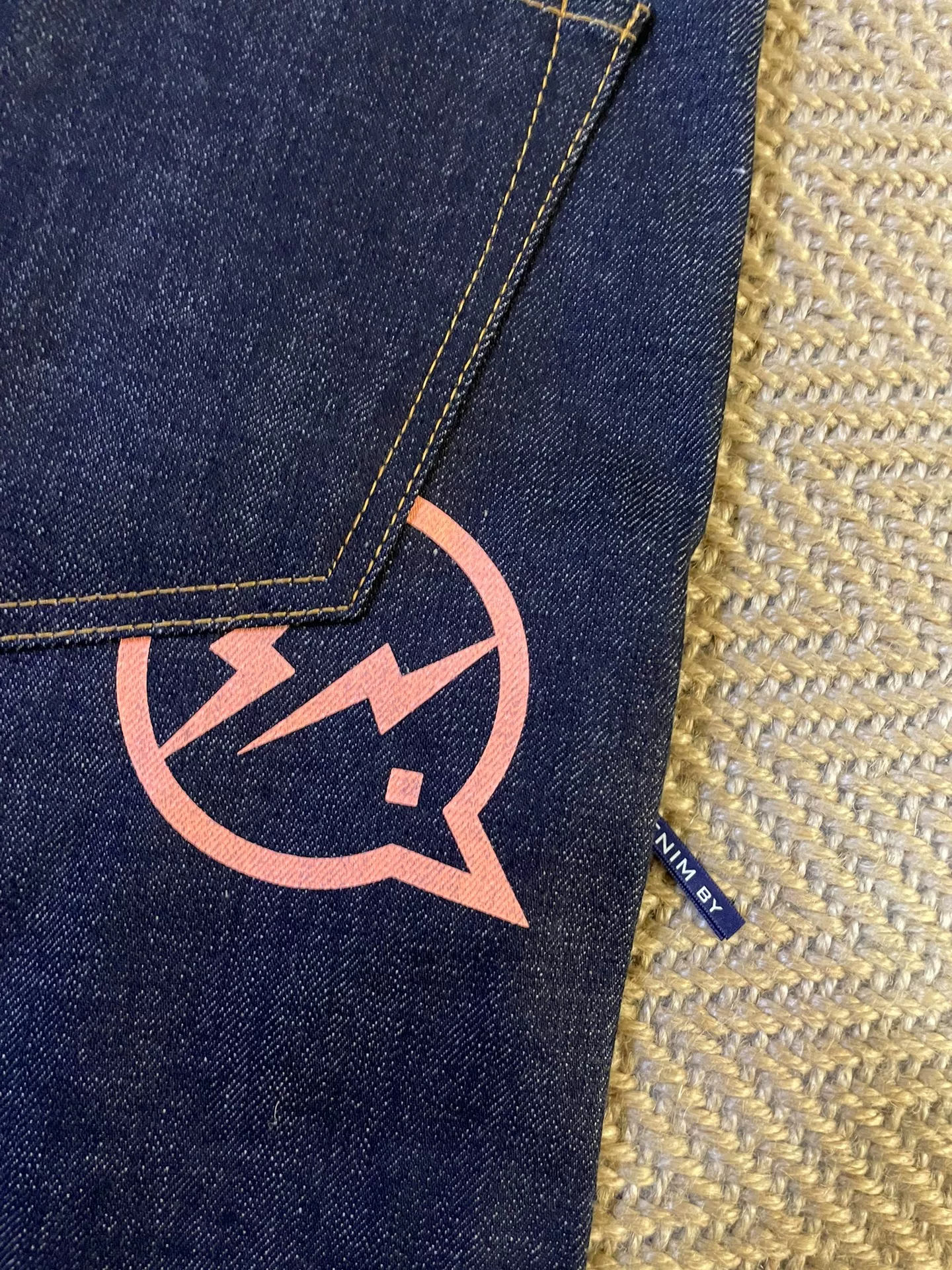 Denim by Vanquish & Fragment Orange Flash Unwashed Raw Jeans — back