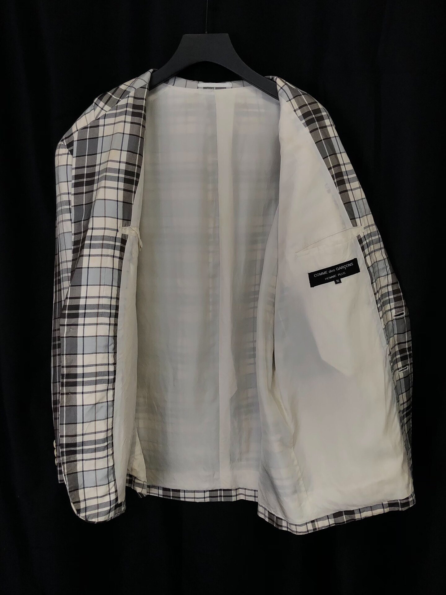 Comme des Garçons 1987SS Silk Plaid Coat — label