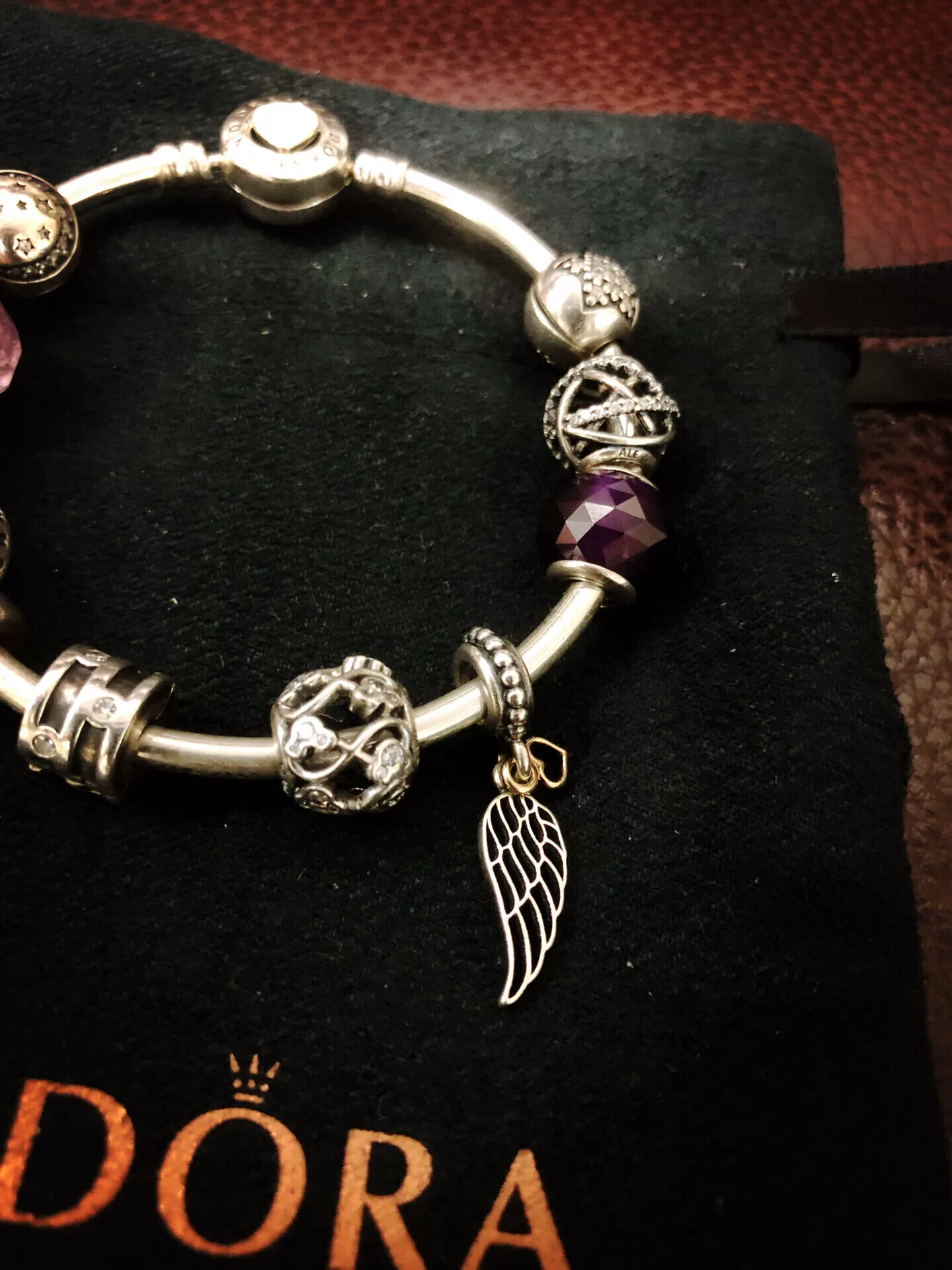 Silver Pandora Bracelet with Charms — detail