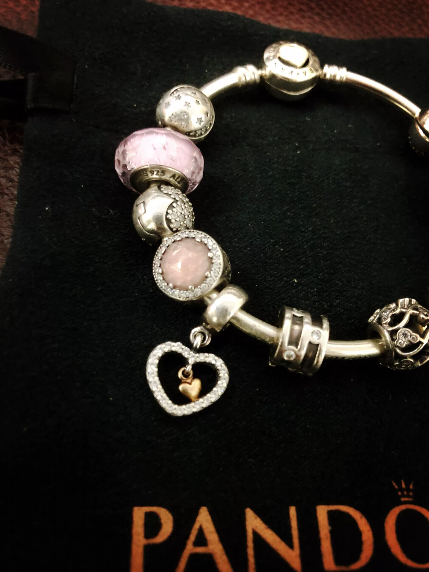Silver Pandora Bracelet with Charms — front