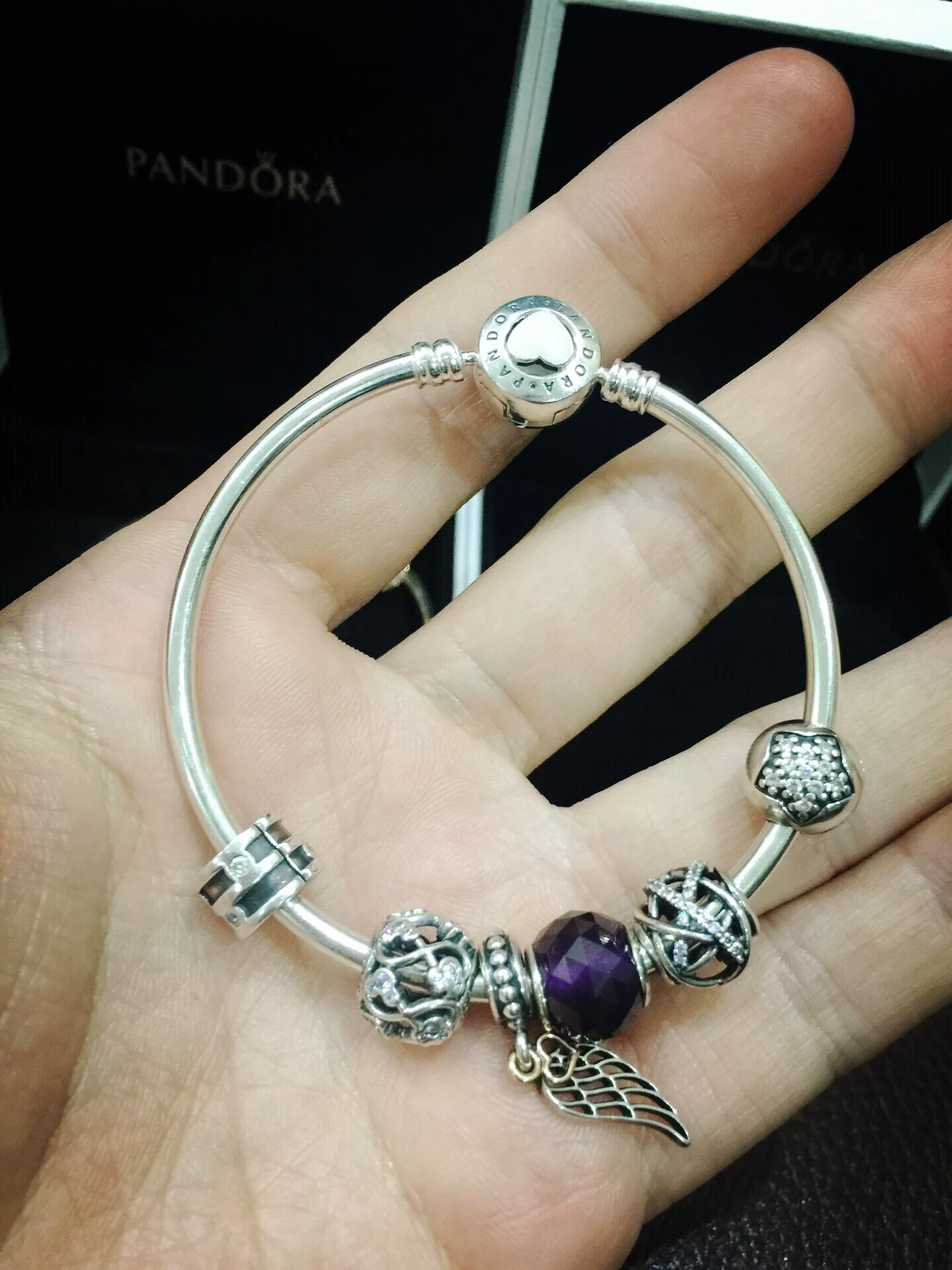 Silver Pandora Bracelet with Charms — label