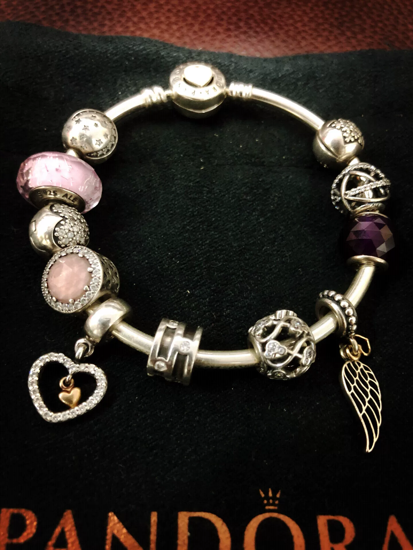 Silver Pandora Bracelet with Charms — back