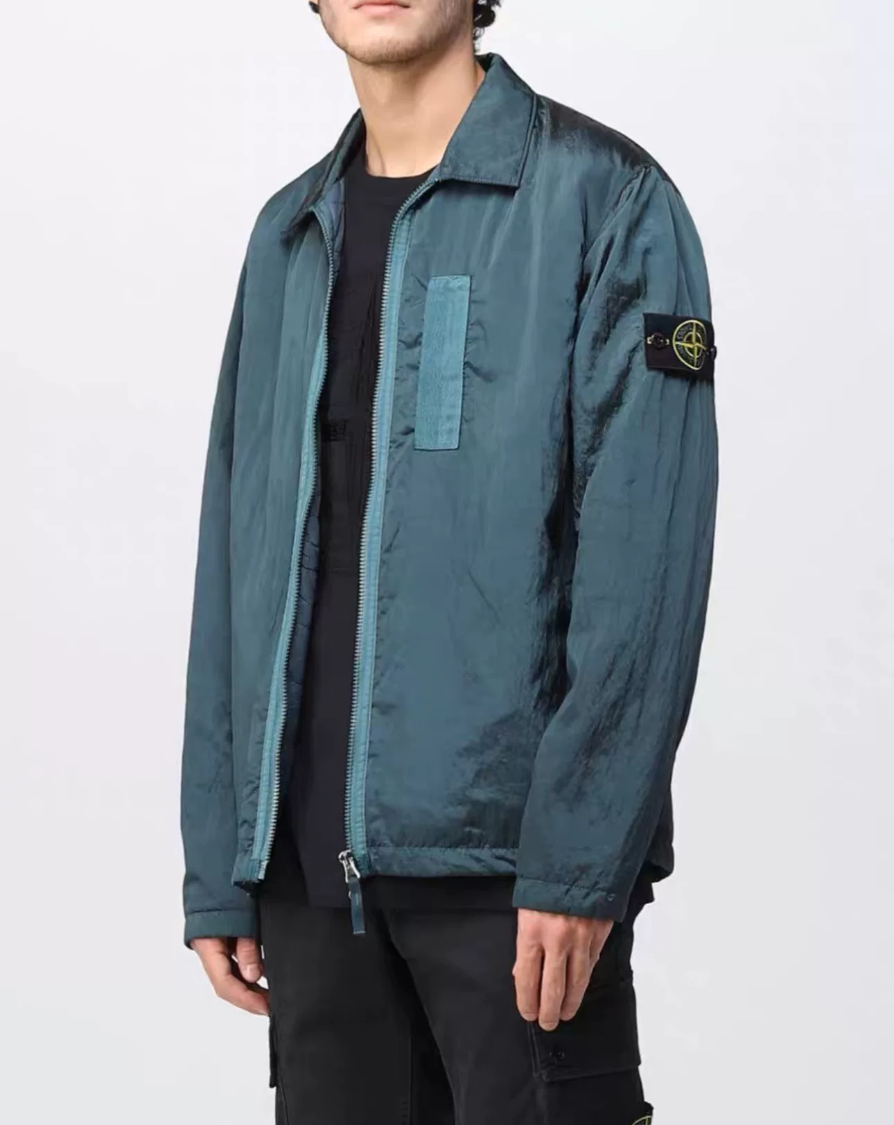 Stone Island Metallic Nylon Puffer Jacket — label
