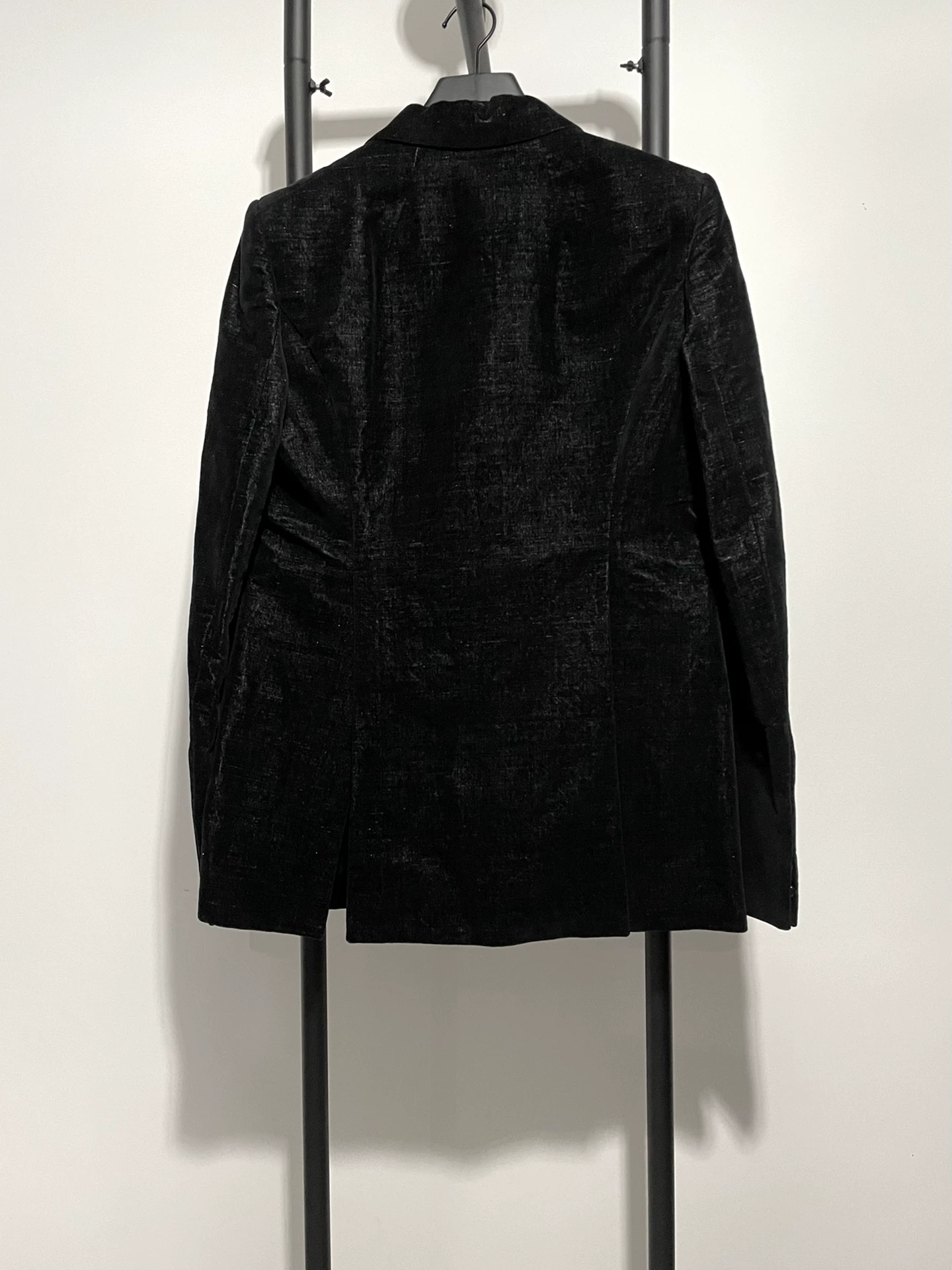 Rick Owens Black Velvet Blazer — front