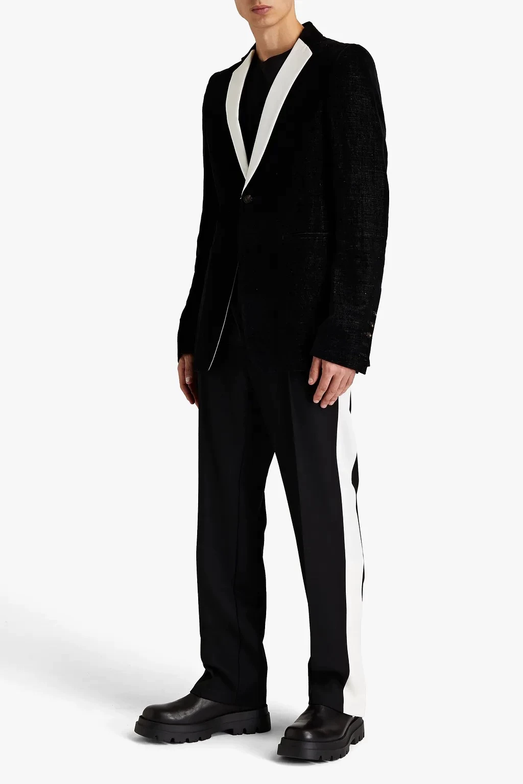 Rick Owens Black Velvet Blazer — back