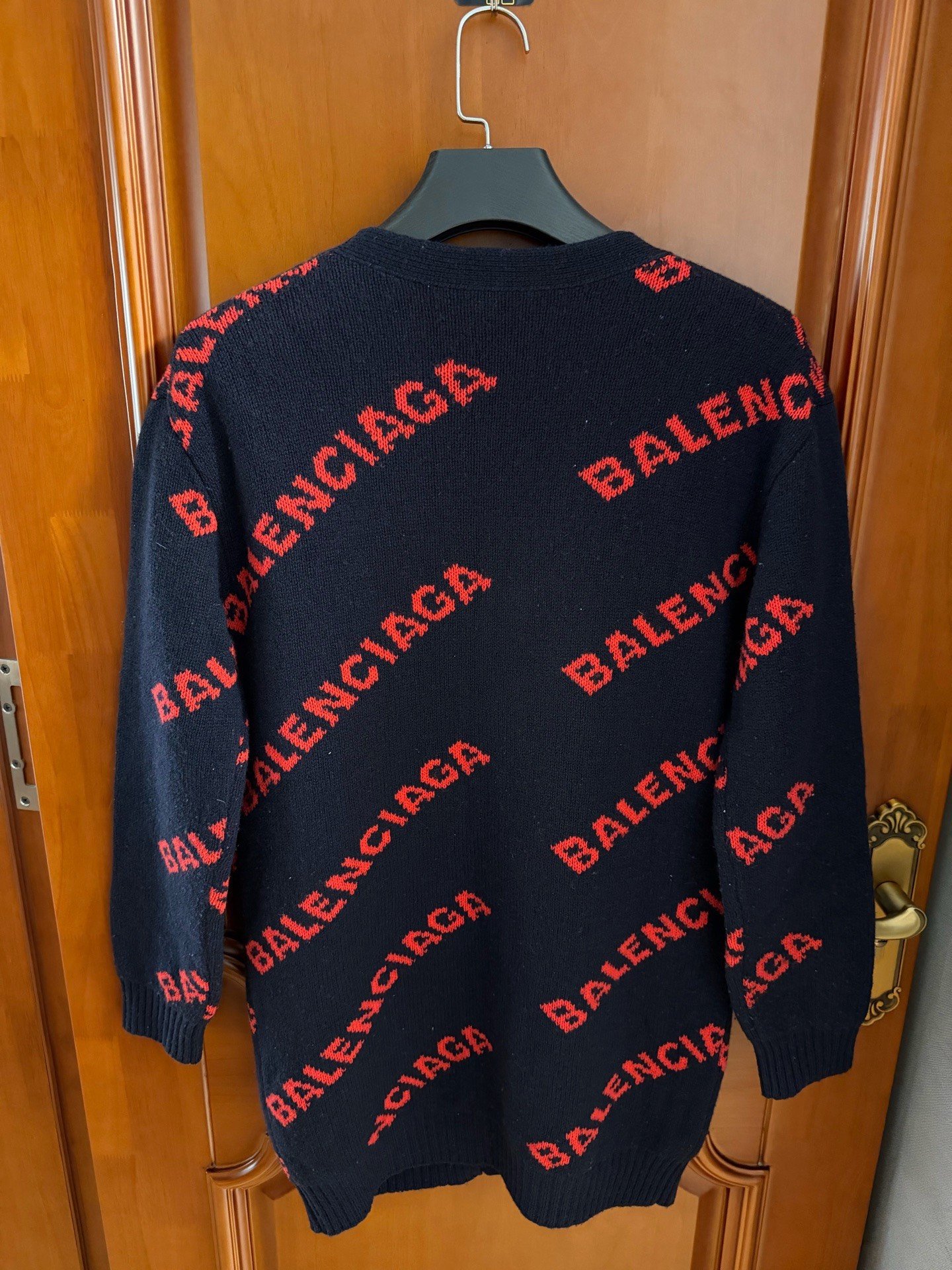 Balenciaga Logo Print Colorblock Cardigan — front