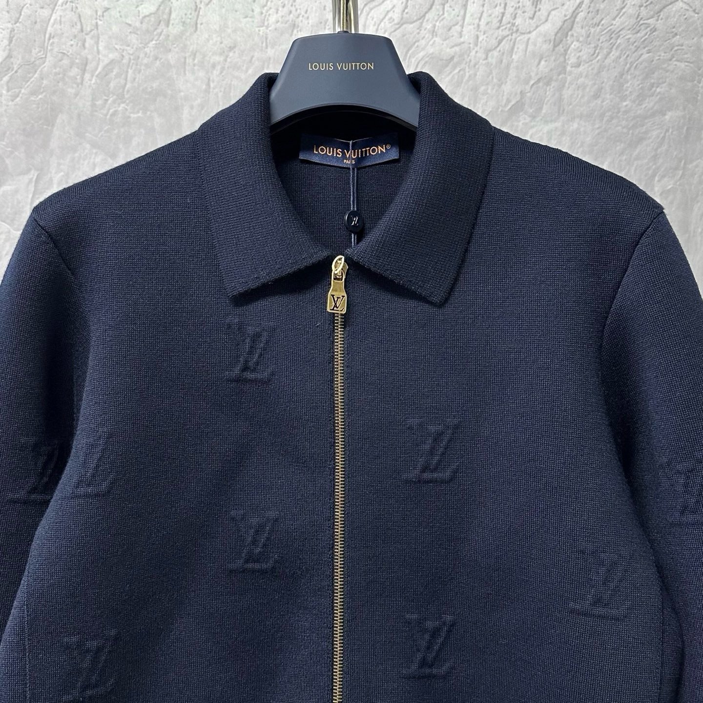 Louis Vuitton SS26 Embossed Logo Jacket — detail