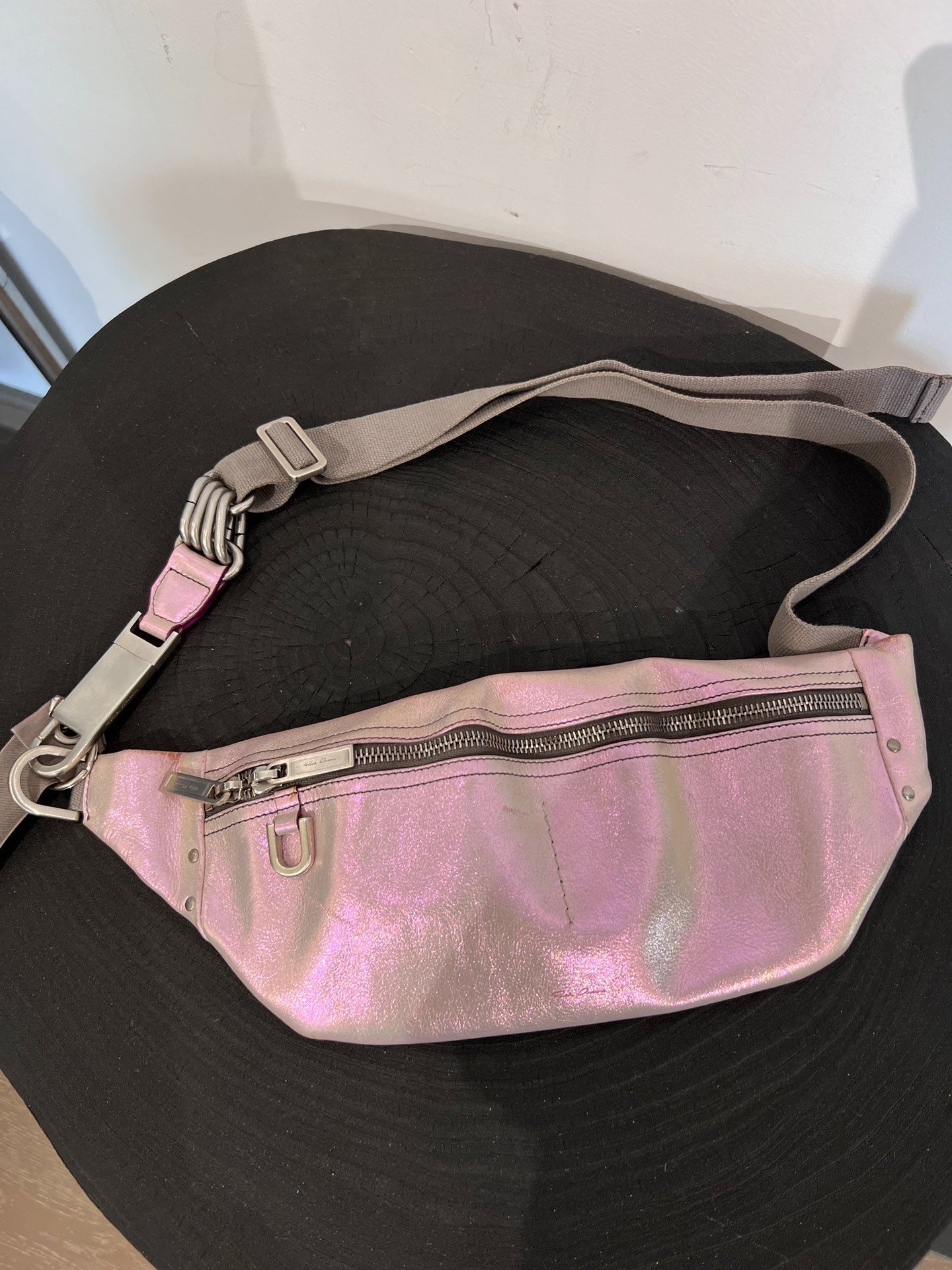Rick Owens Iridescent Pink Crossbody Bag — back