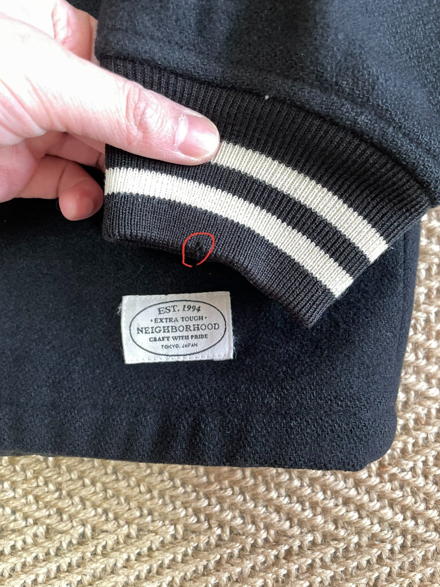 Neighborhood Varsity Thick Cotton Jacket — label
