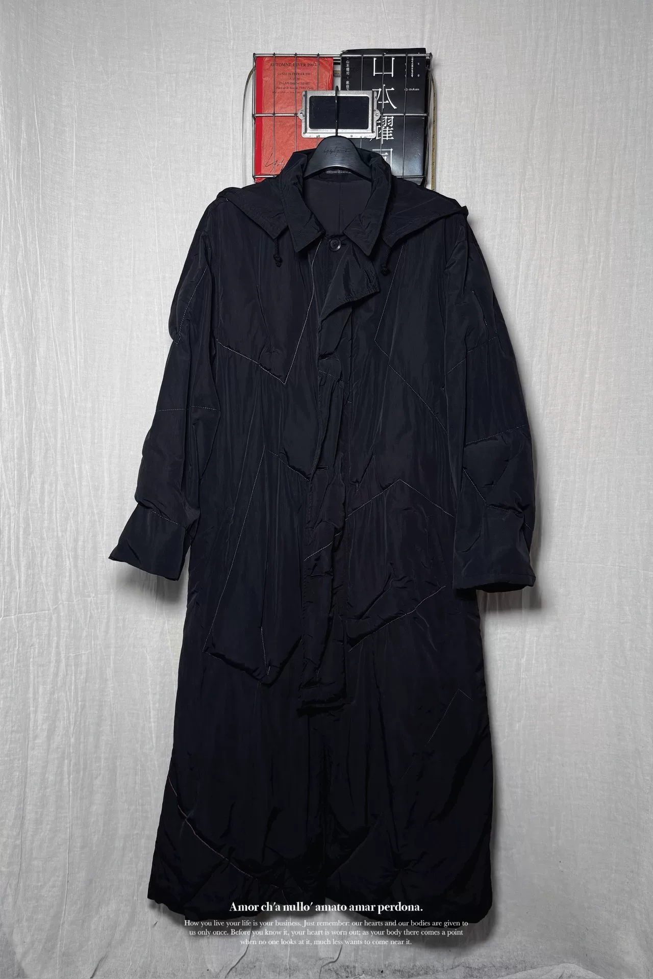 Yohji Yamamoto 20AW Black Long Coat — detail