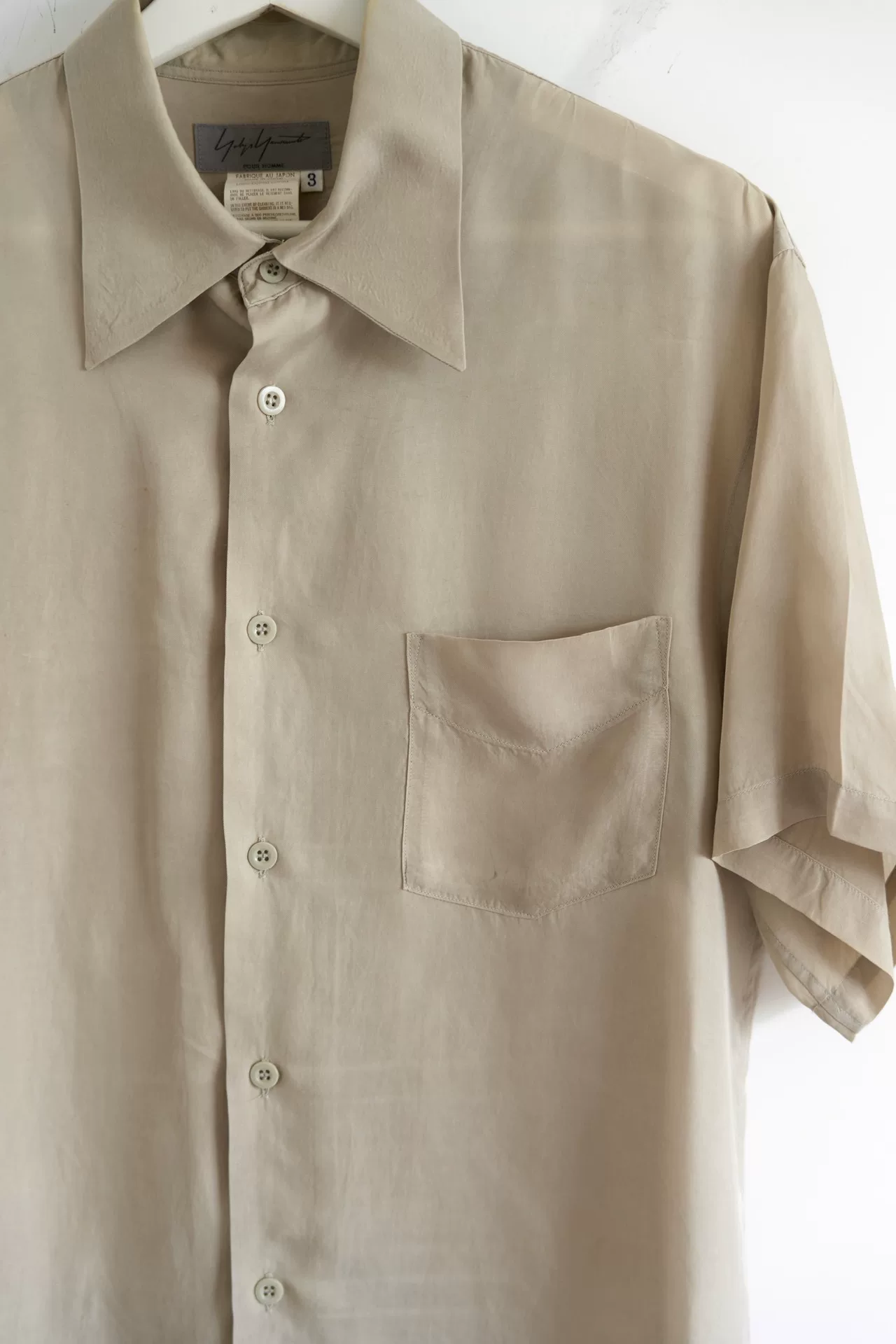 Yohji Yamamoto 04ss Beige Cupro Shirt — back
