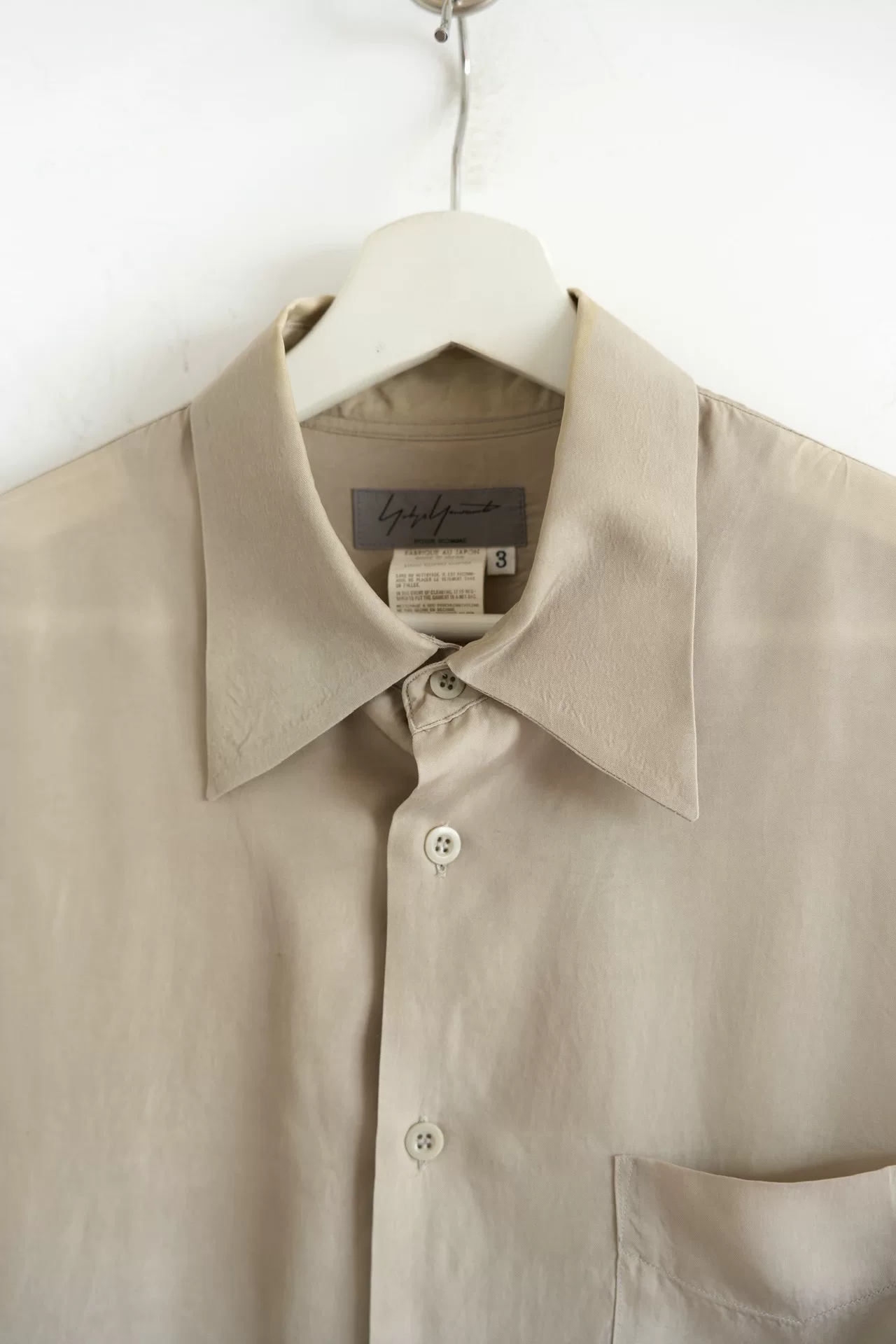 Yohji Yamamoto 04ss Beige Cupro Shirt — detail