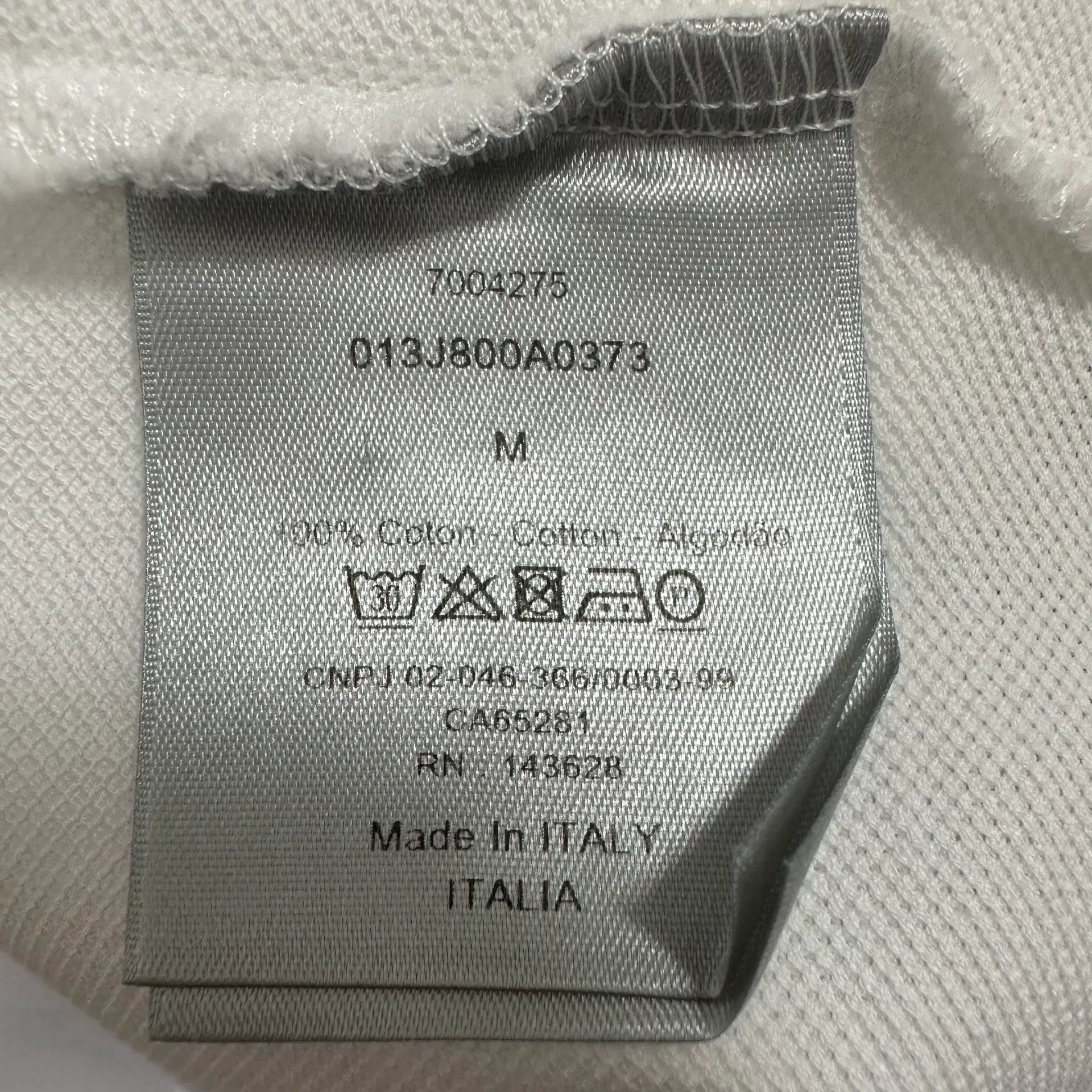 Dior White CD Embroidery Short-Sleeve Polo — label