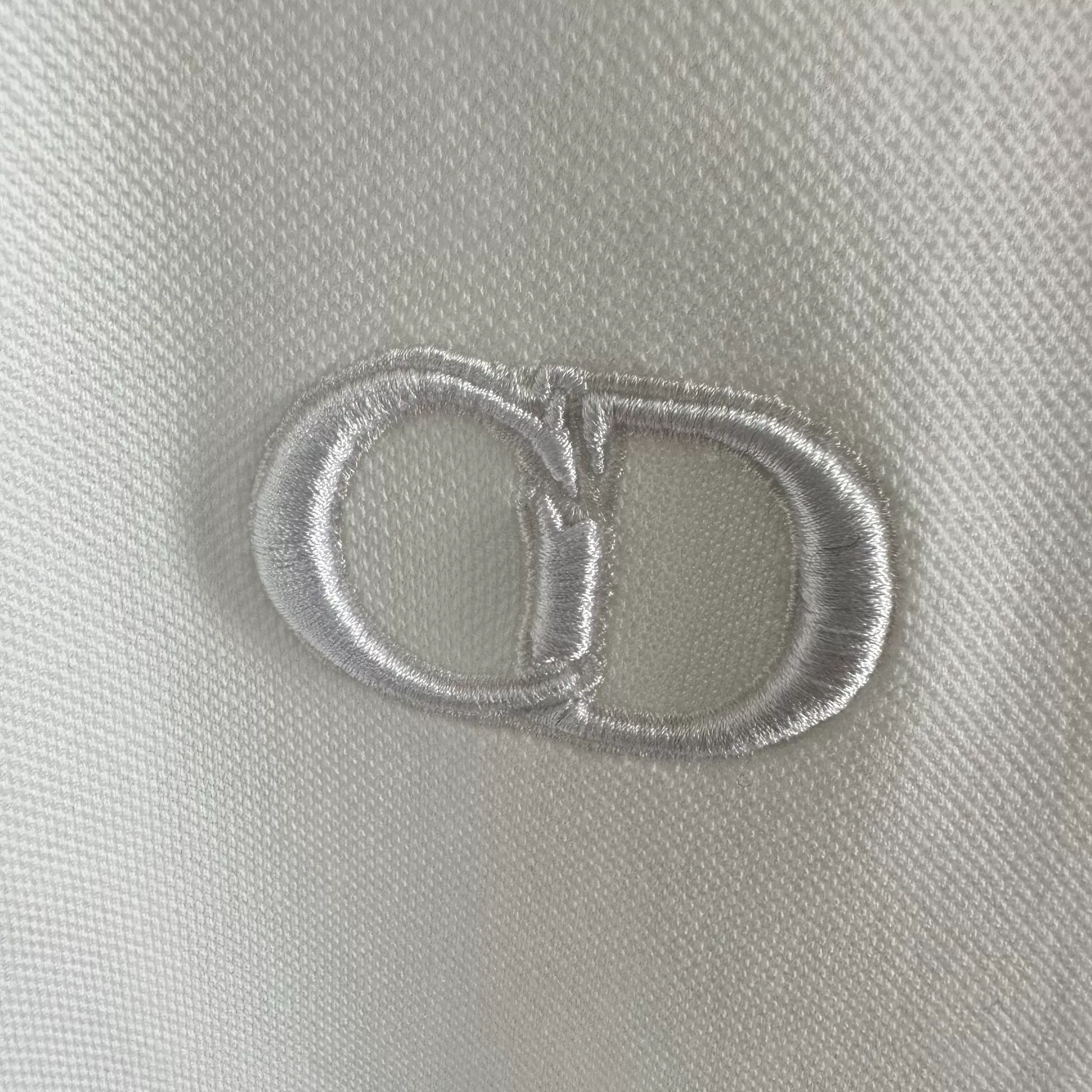 Dior White CD Embroidery Short-Sleeve Polo — front