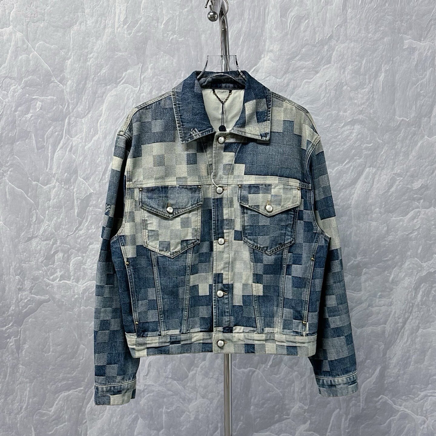 Louis Vuitton SS24 Checkered Pearl Button Denim Jacket