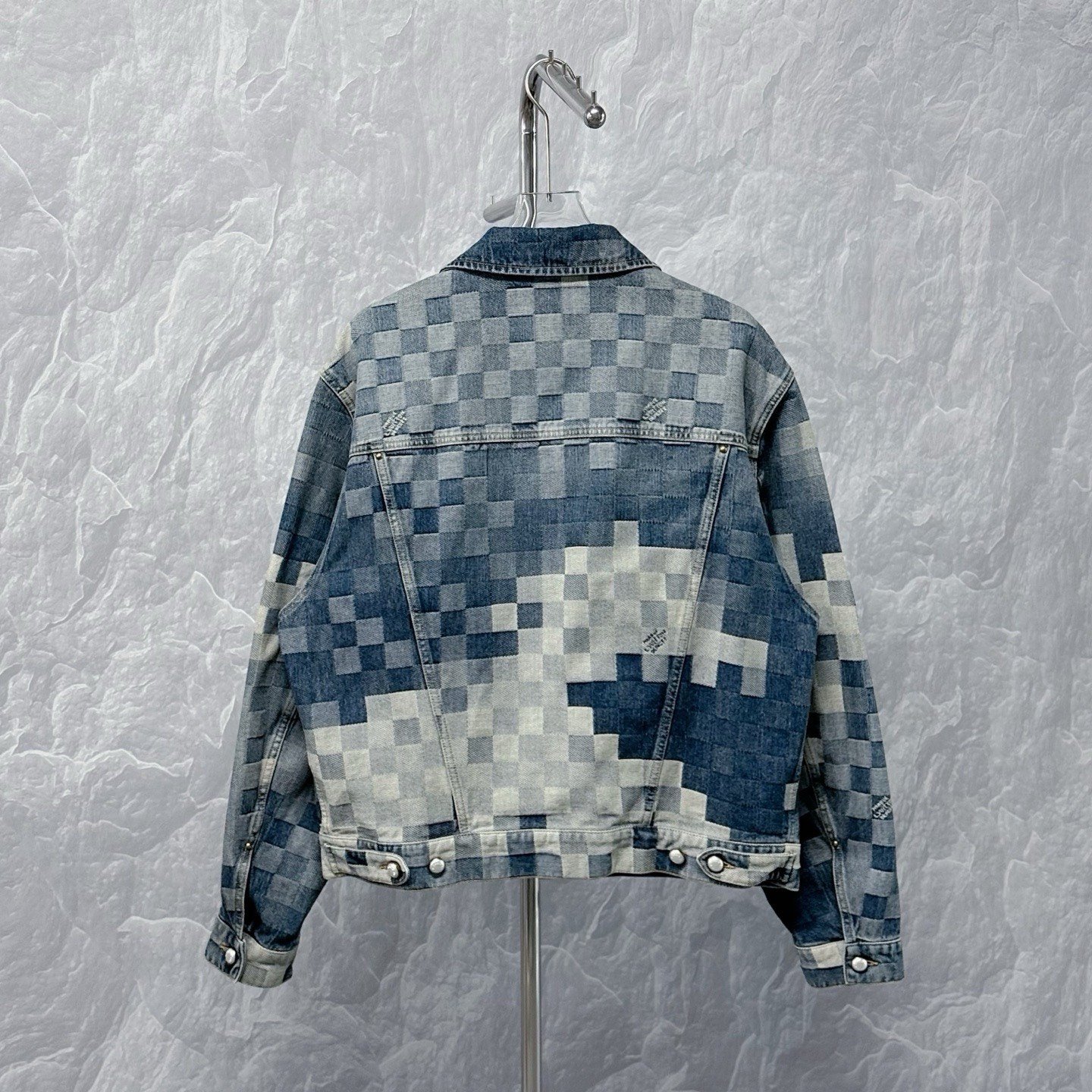 Louis Vuitton SS24 Checkered Pearl Button Denim Jacket — back