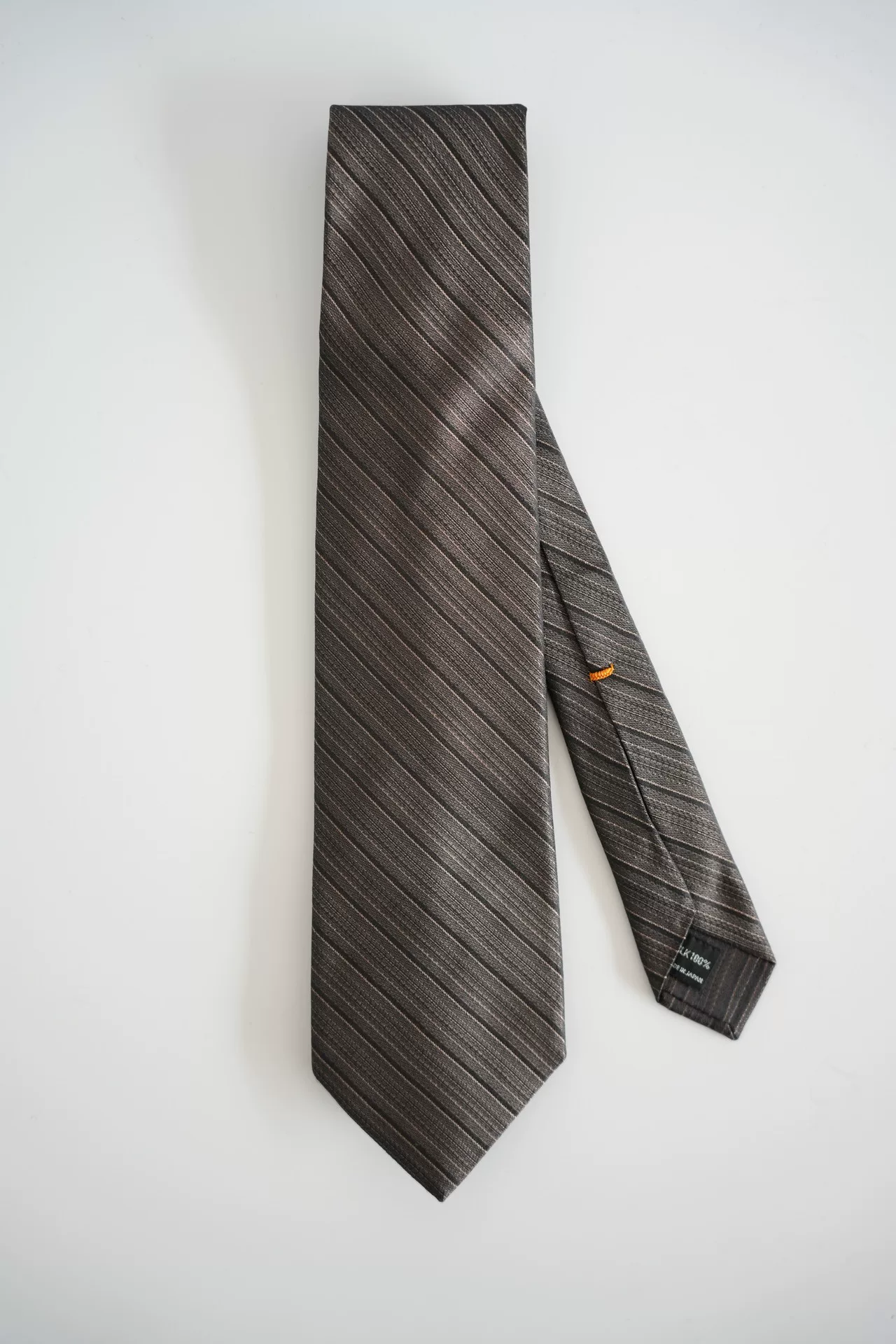 Yohji Yamamoto Brown-Gray Diagonal Stripe Silk Tie