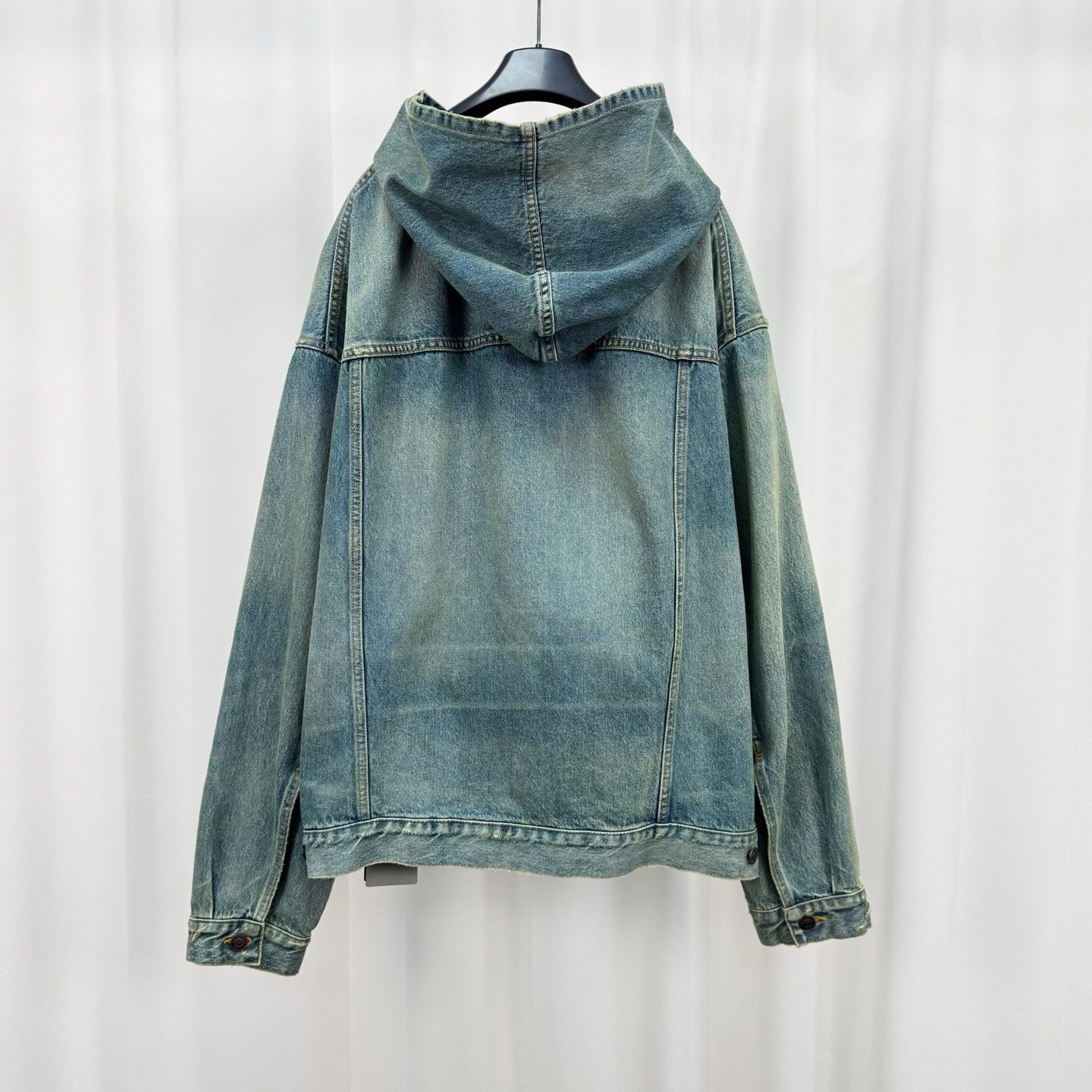 Balenciaga Washed Hooded Denim Jacket — front