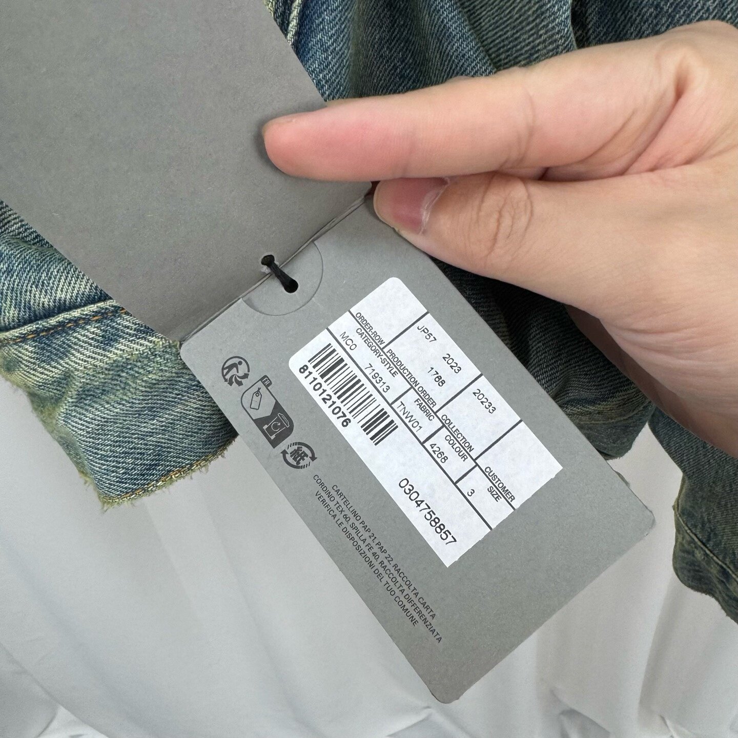 Balenciaga Washed Hooded Denim Jacket — label