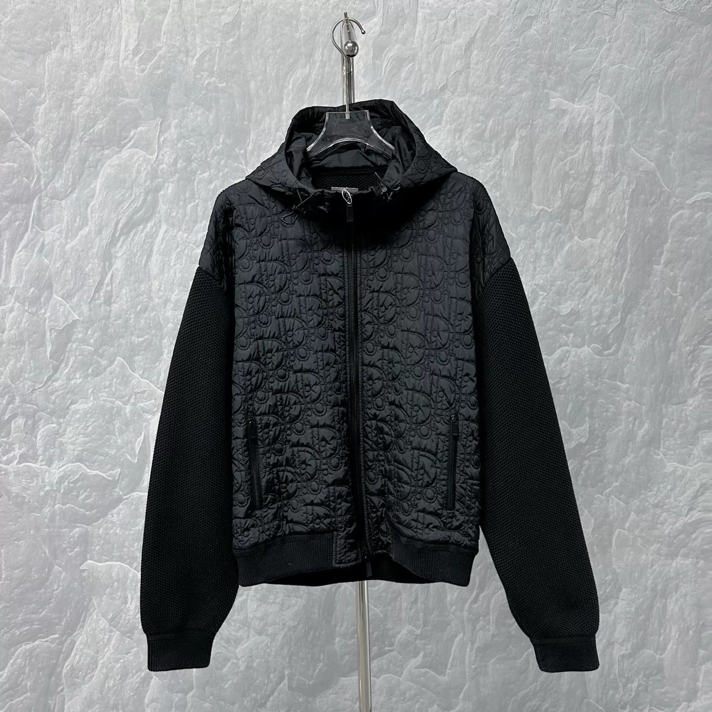 Dior SS26 Monogram Knit Hooded Jacket