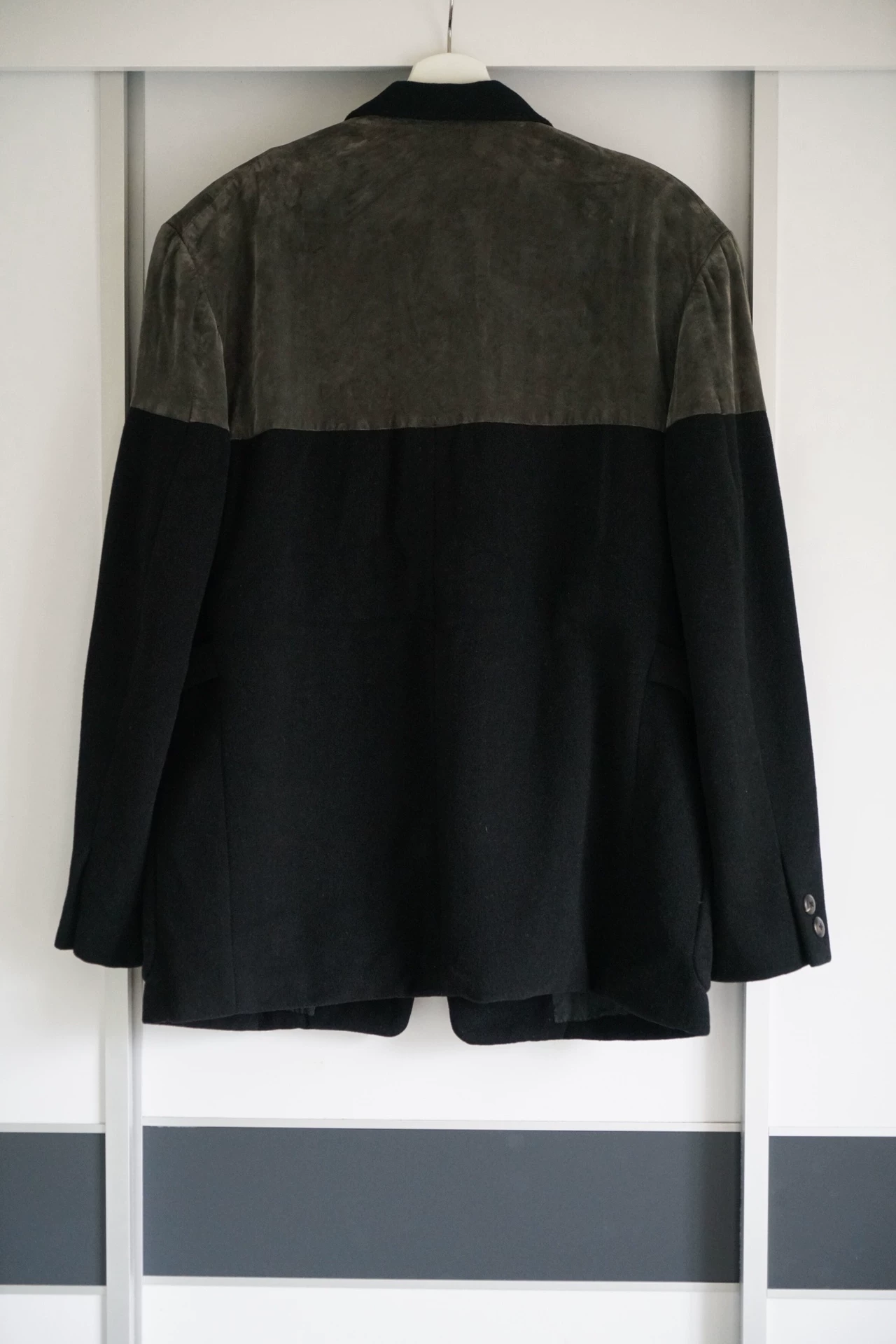 Yohji Yamamoto 88AW Moss Green Velvet Patchwork Suit — front
