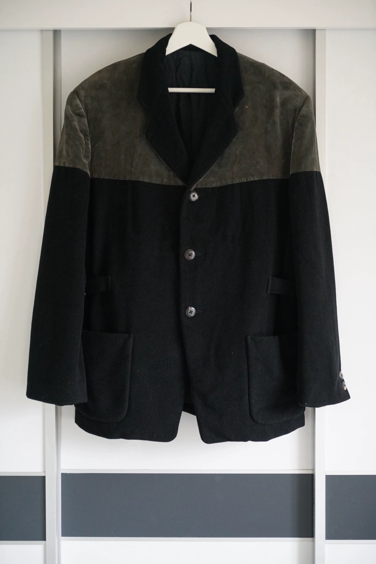 Yohji Yamamoto 88AW Moss Green Velvet Patchwork Suit