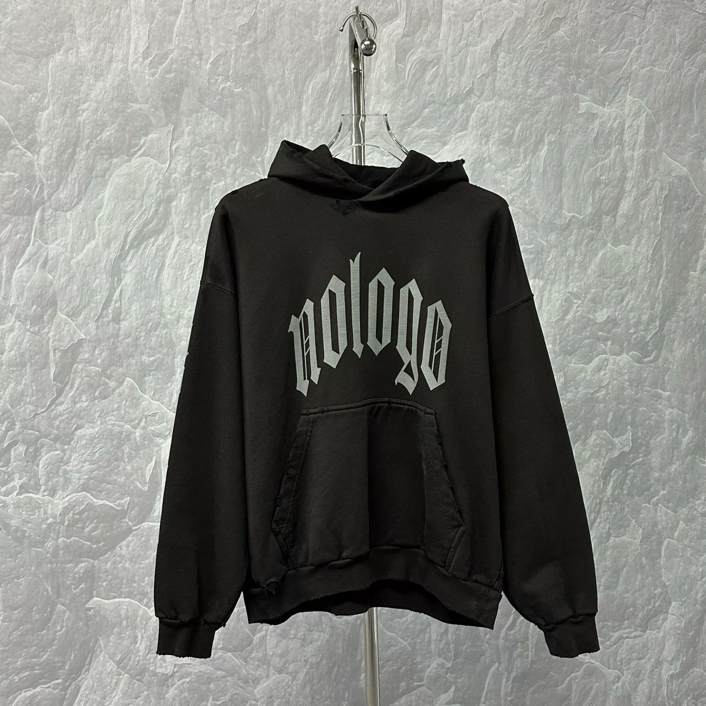Balenciaga Distressed Print Hoodie S