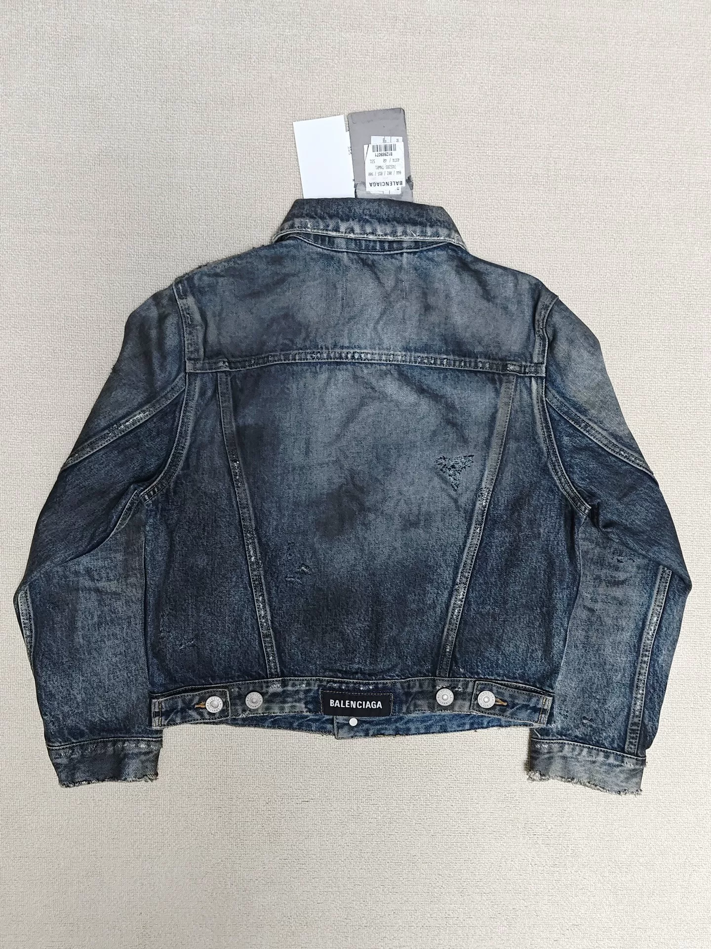Balenciaga 23SS Mud-Dyed Distressed Denim Jacket — detail