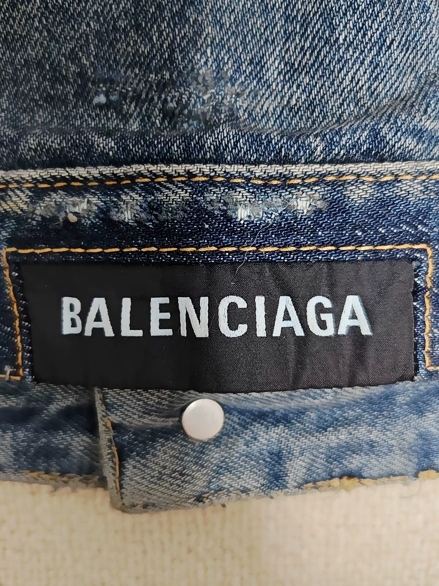 Balenciaga 23SS Mud-Dyed Distressed Denim Jacket — back