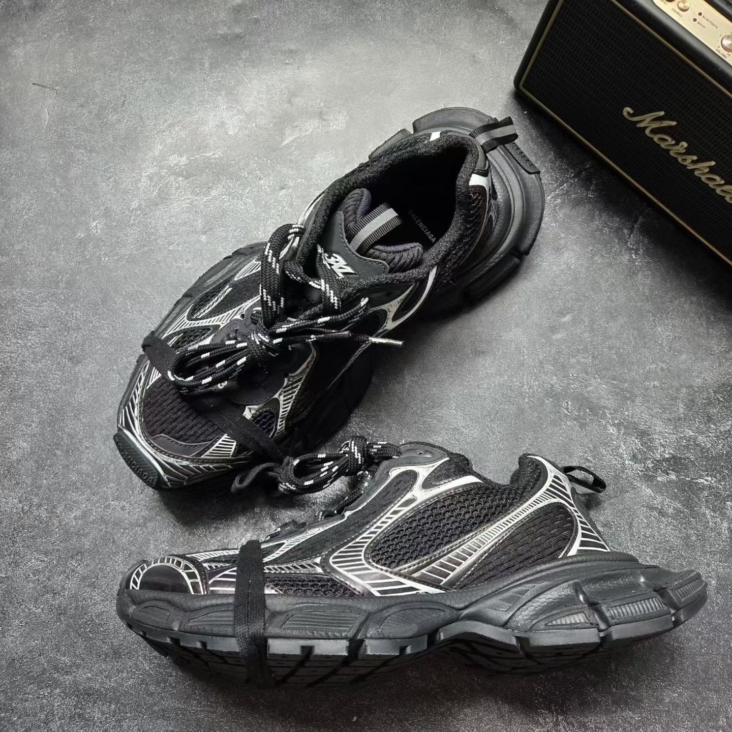 Balenciaga 3XL Black Silver Dad Shoes — back