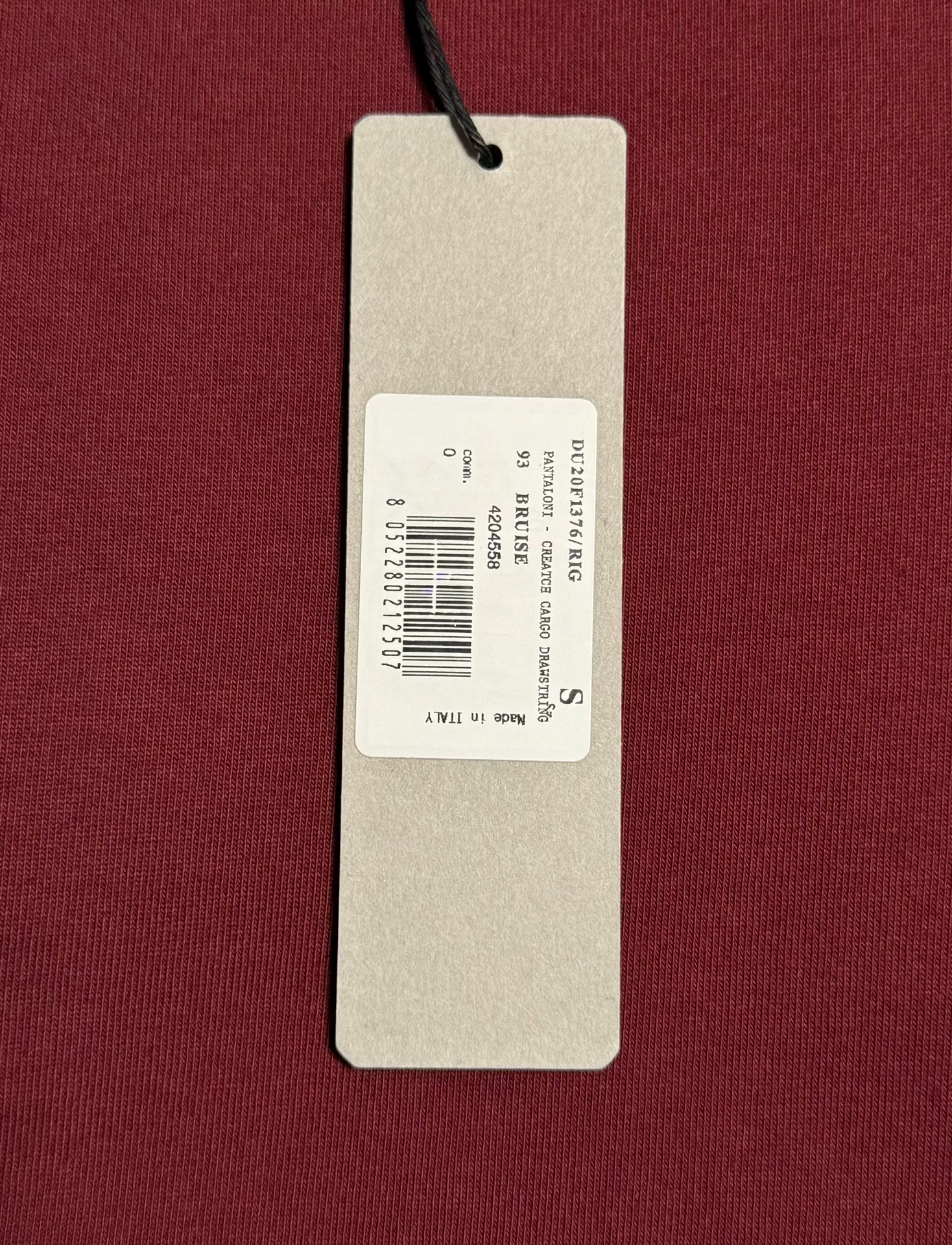 Rick Owens Maroon Cargo Straight-Leg Pants — back
