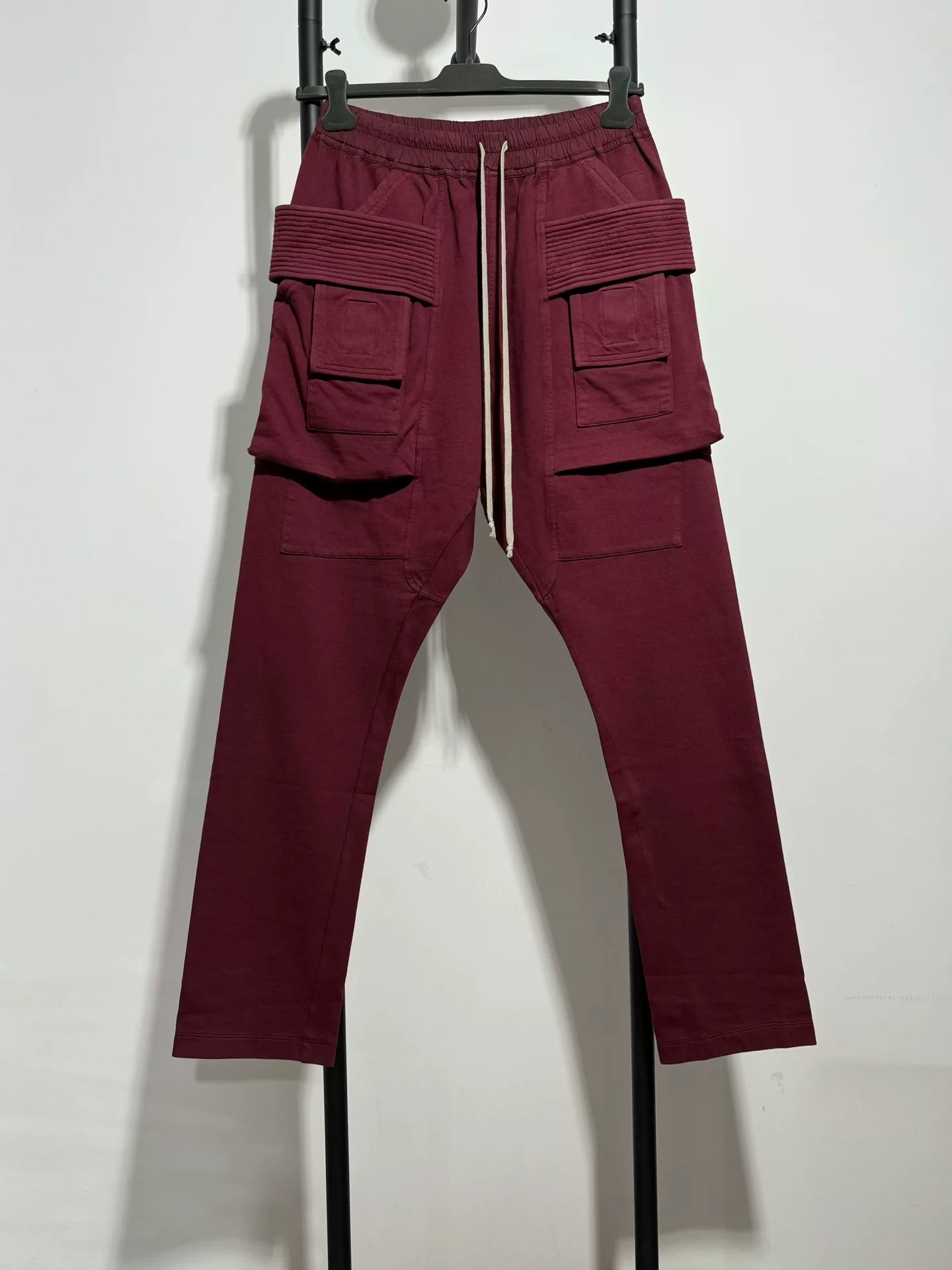 Rick Owens Maroon Cargo Straight-Leg Pants