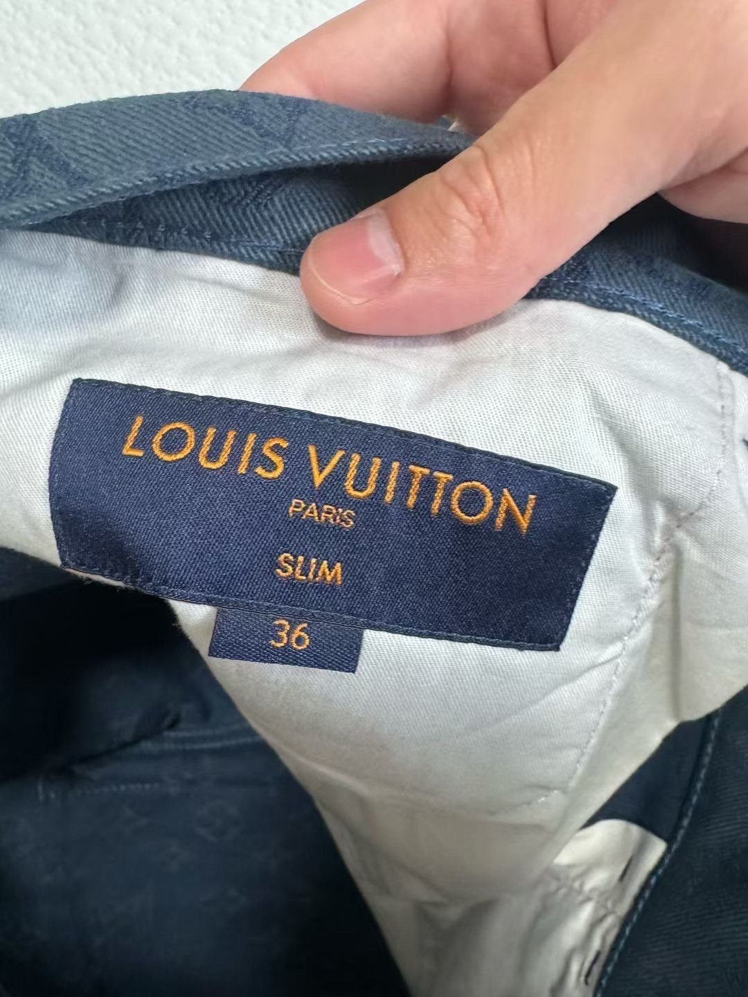 Louis Vuitton Blue Monogram Slim Jeans — detail