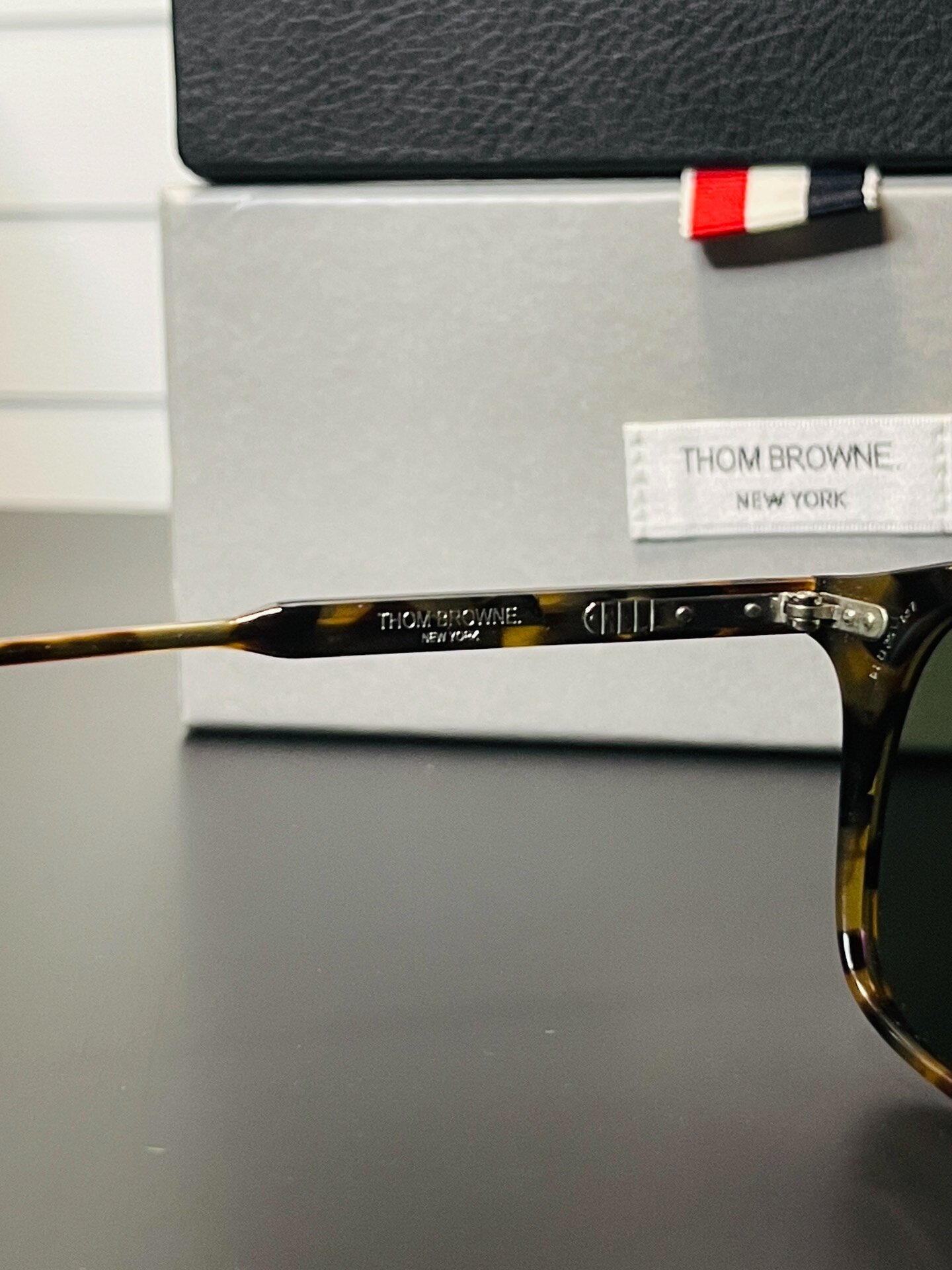 Thom Browne TB-406 Tortoiseshell Sunglasses — label