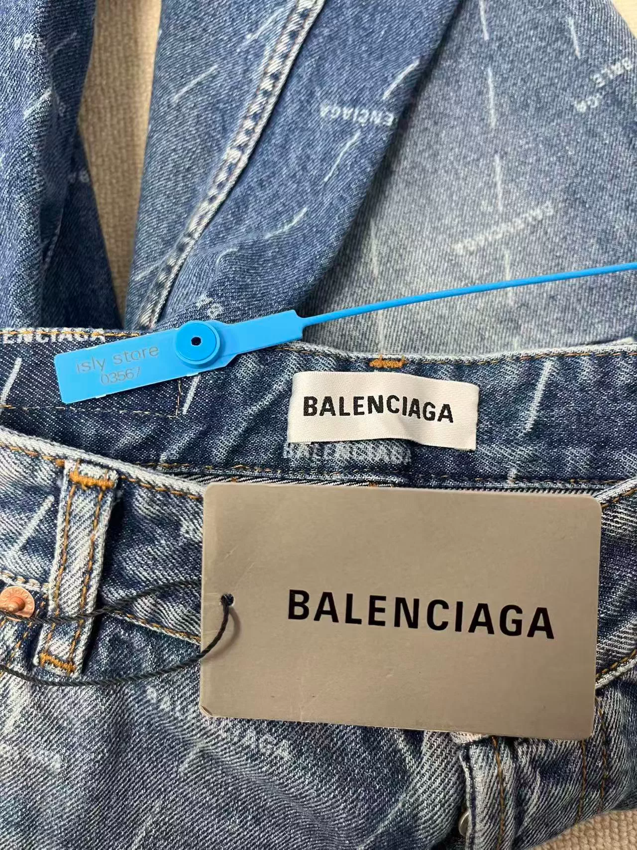 Balenciaga High-Waisted Logo Print Jeans — back