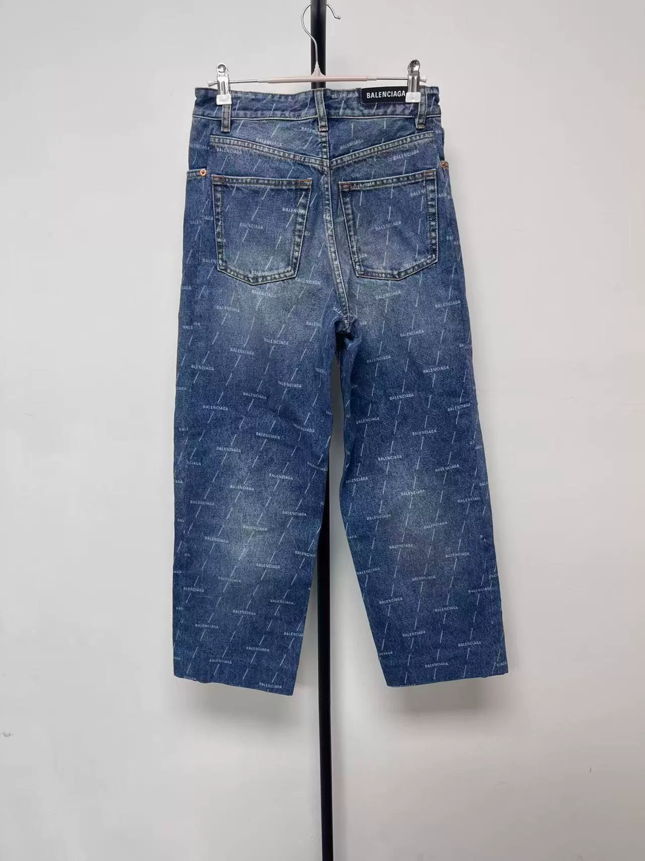 Balenciaga High-Waisted Logo Print Jeans — front