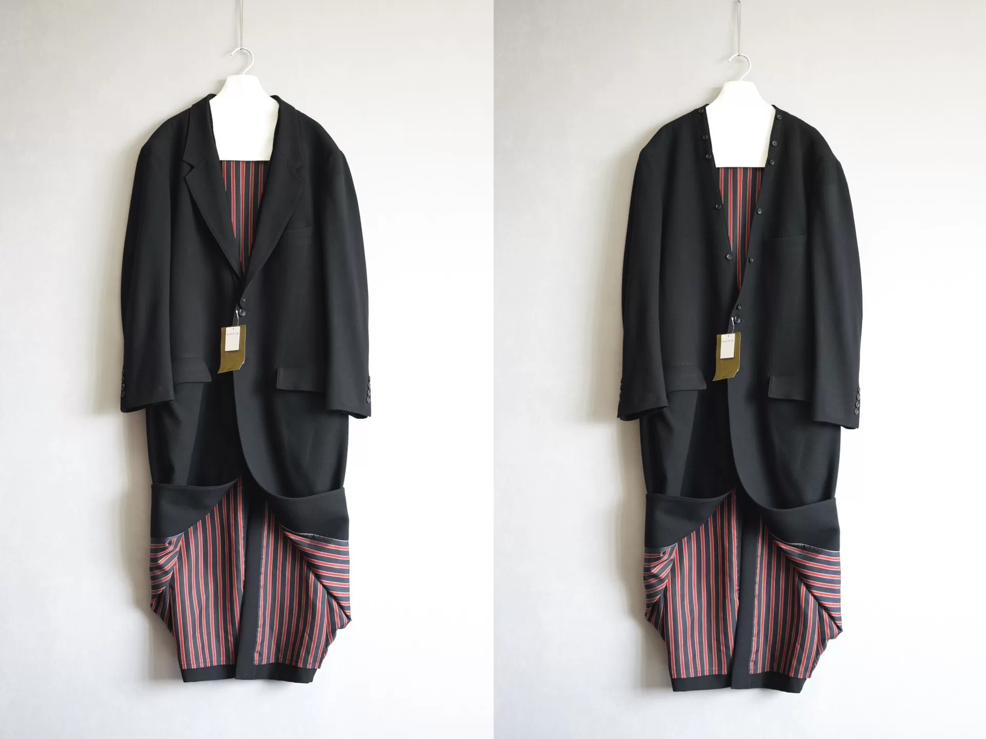 Yohji Yamamoto Flannel Striped Coat — label